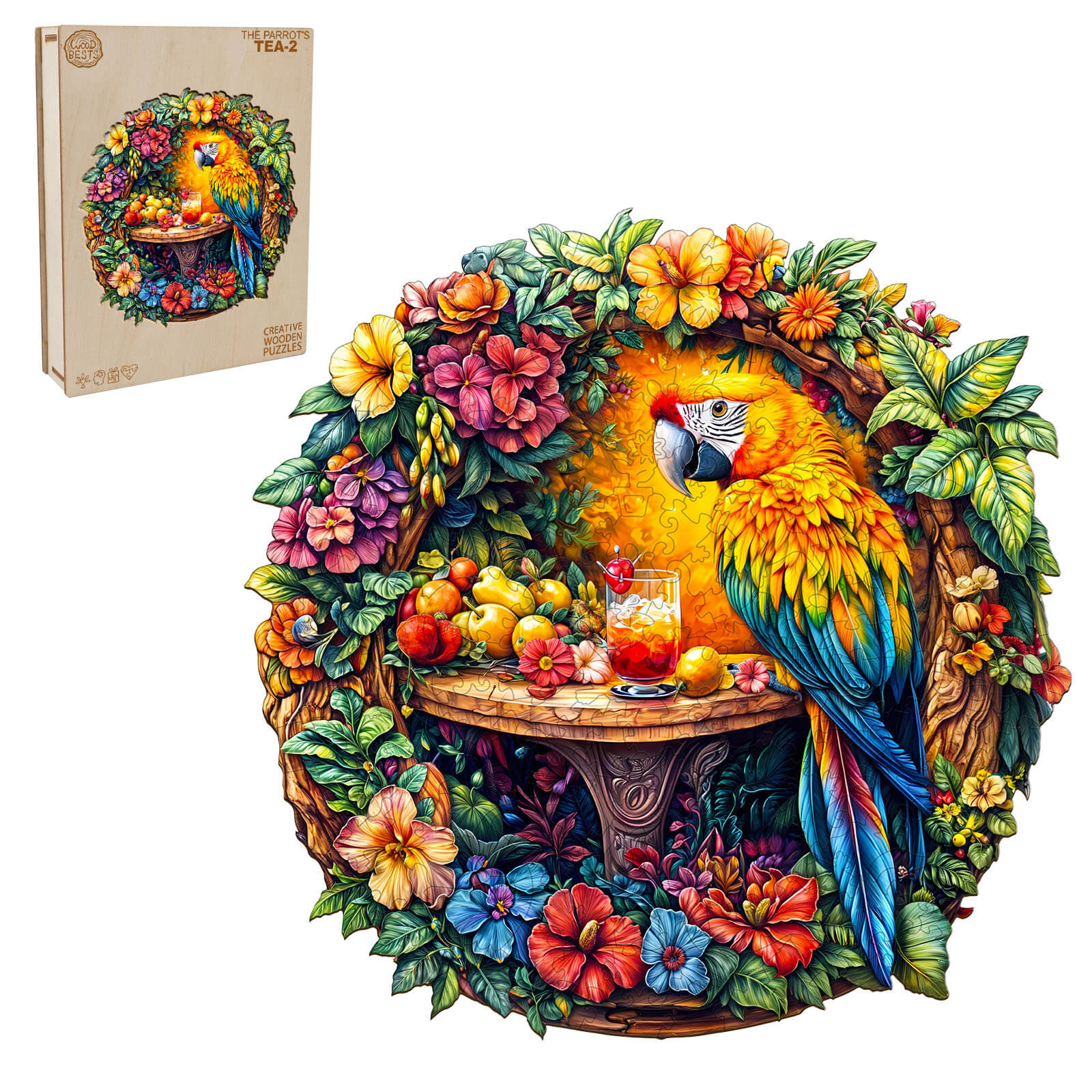 The parrot's tea-2 Wooden Jigsaw Puzzle - Image 3