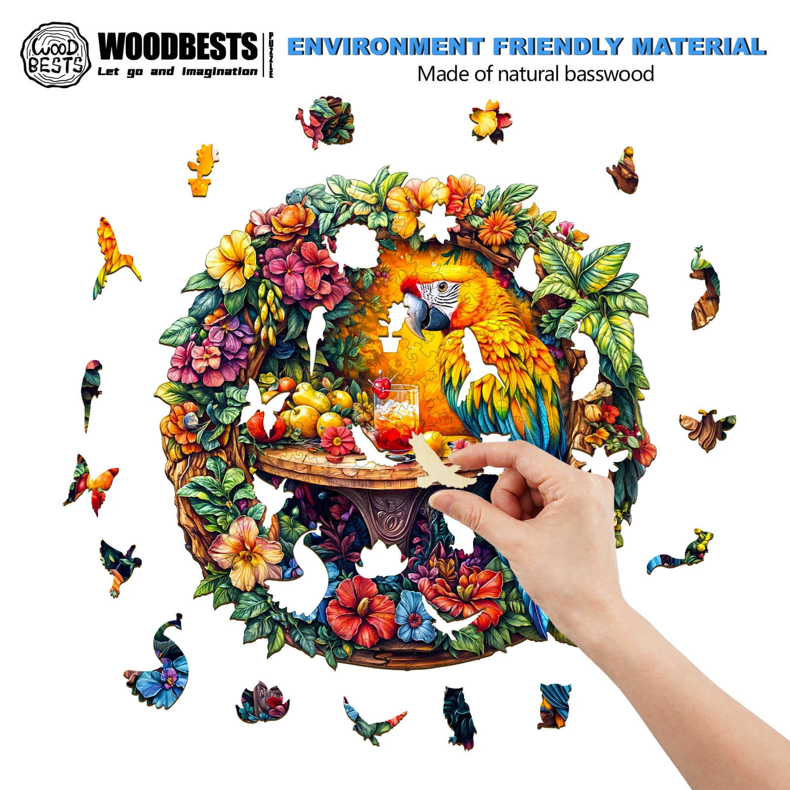 The parrot's tea-2 Wooden Jigsaw Puzzle - Image 4