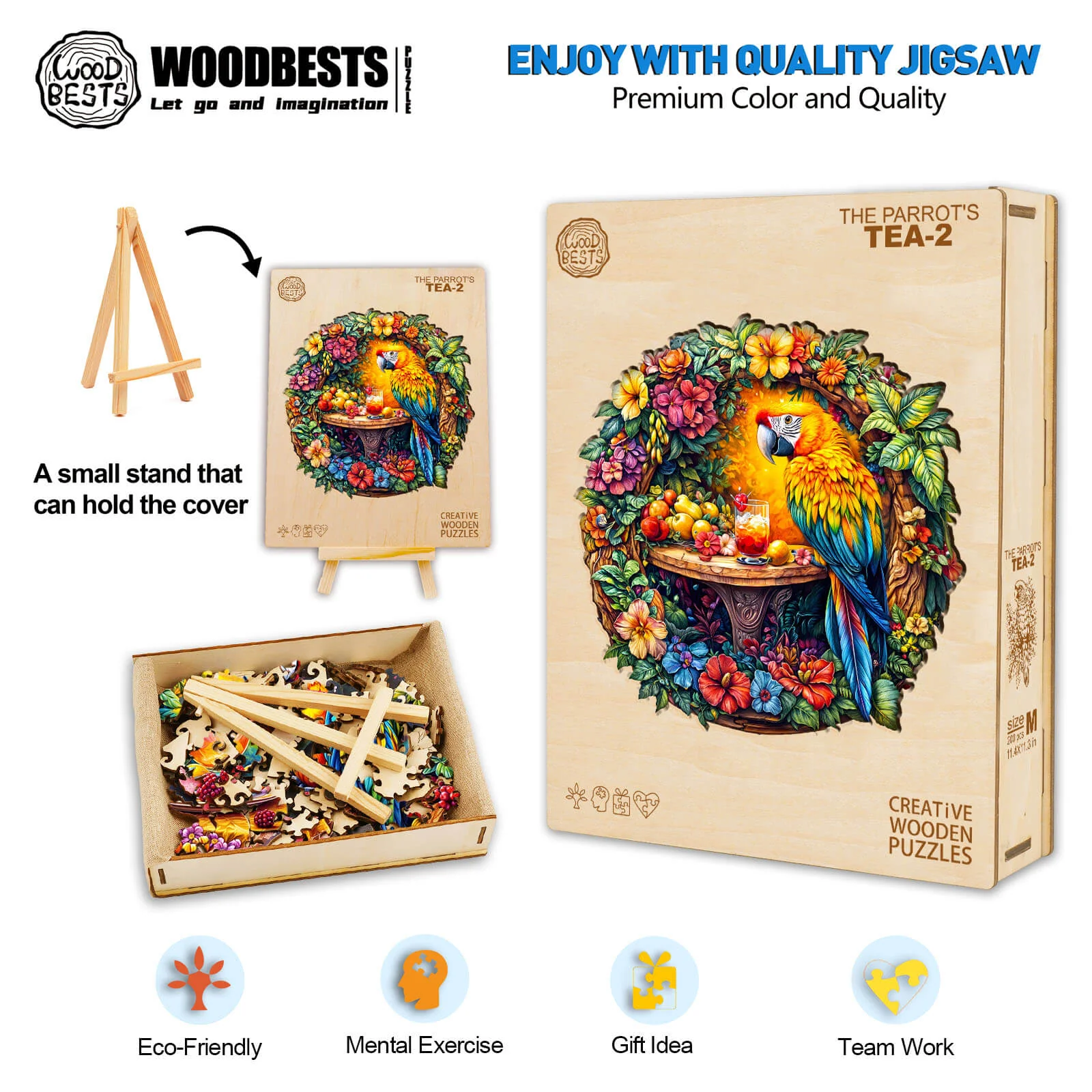 The parrot's tea-2 Wooden Jigsaw Puzzle - Image 5