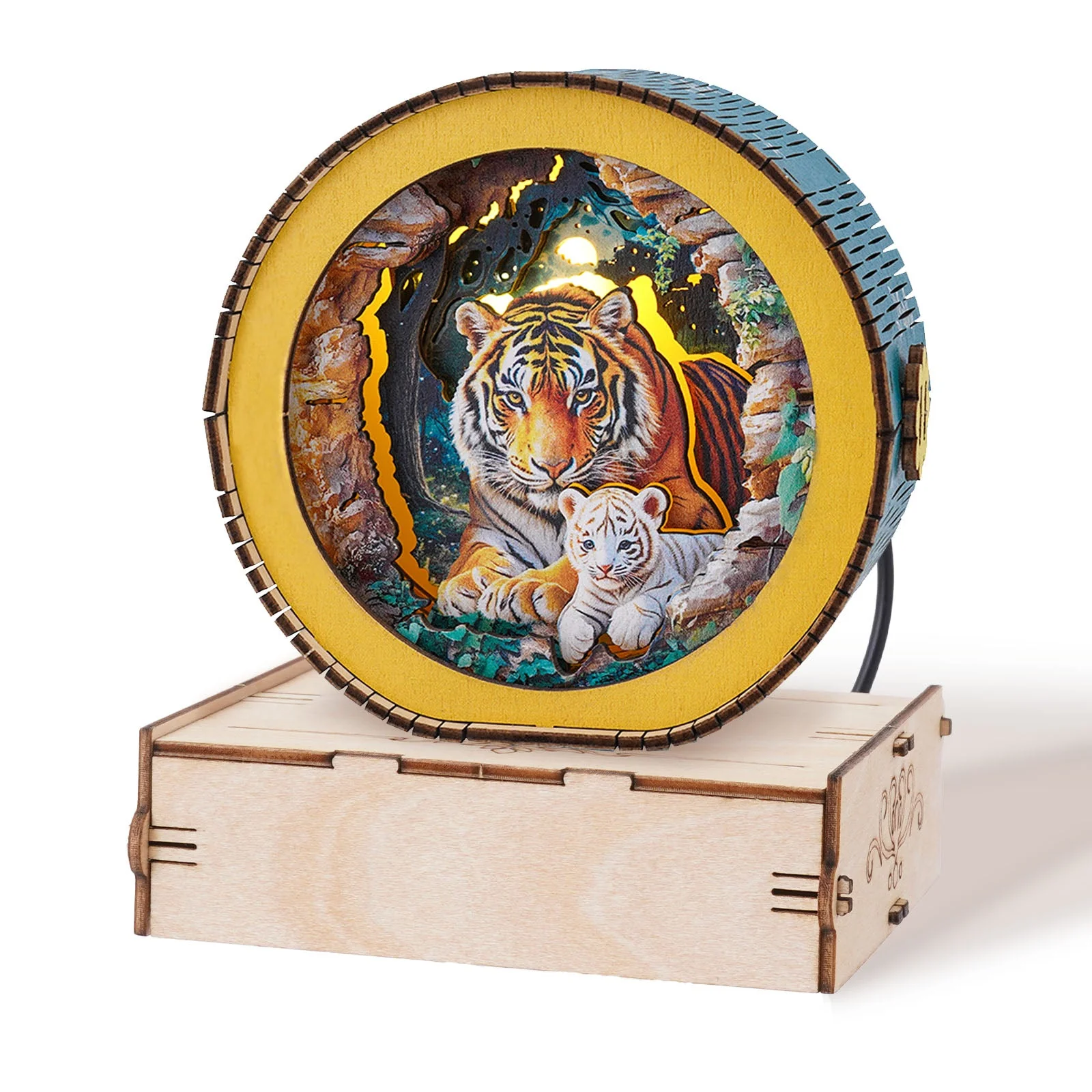 Tiger Mother And Cub In The Jungle Kit- 3D Wooden Puzzle Night Light - Image 4