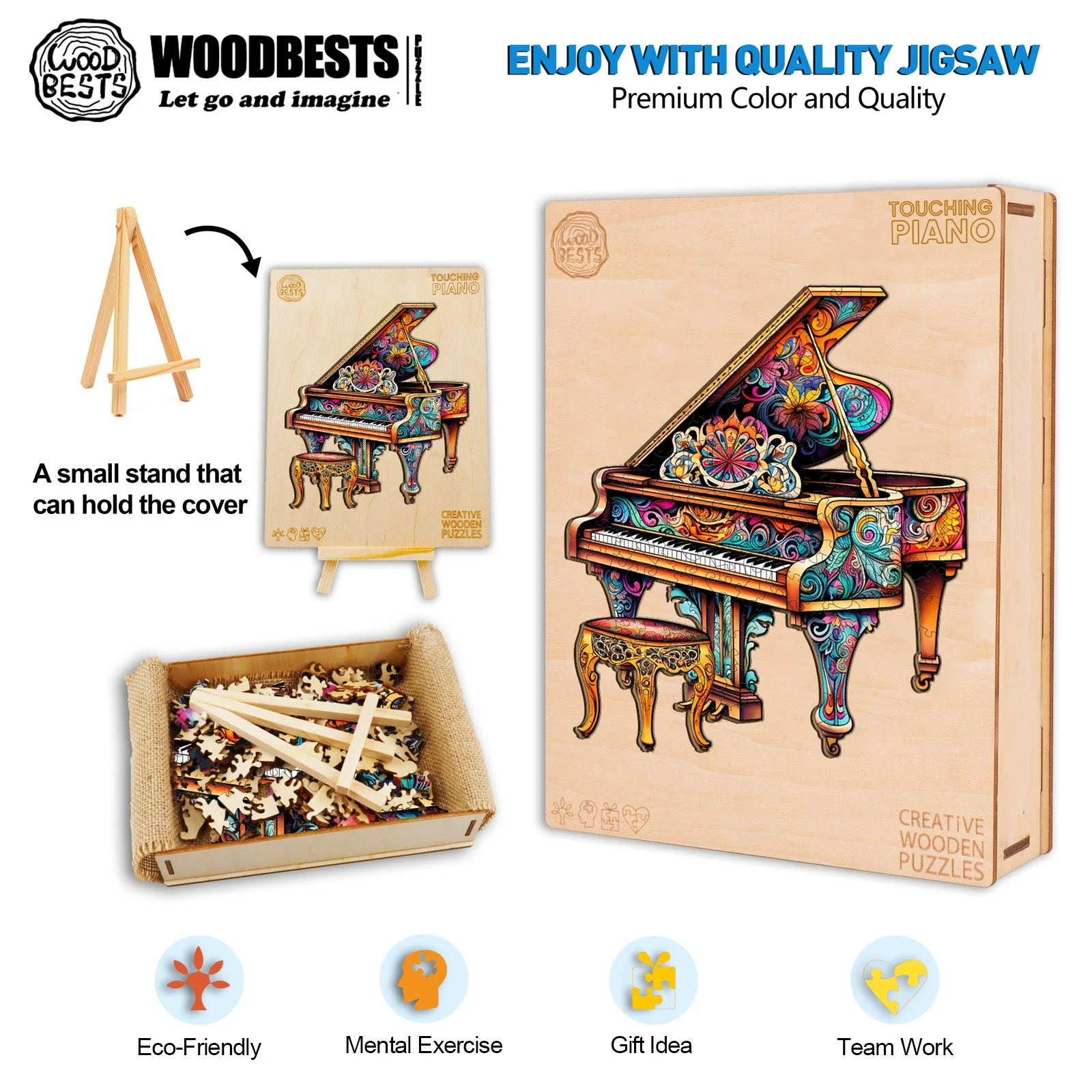 Touching Piano Wooden Jigsaw Puzzle - Image 5