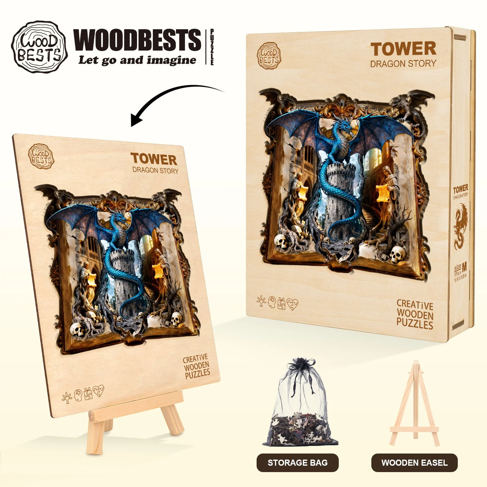 Tower Dragon Story Wooden Jigsaw Puzzle - Image 6