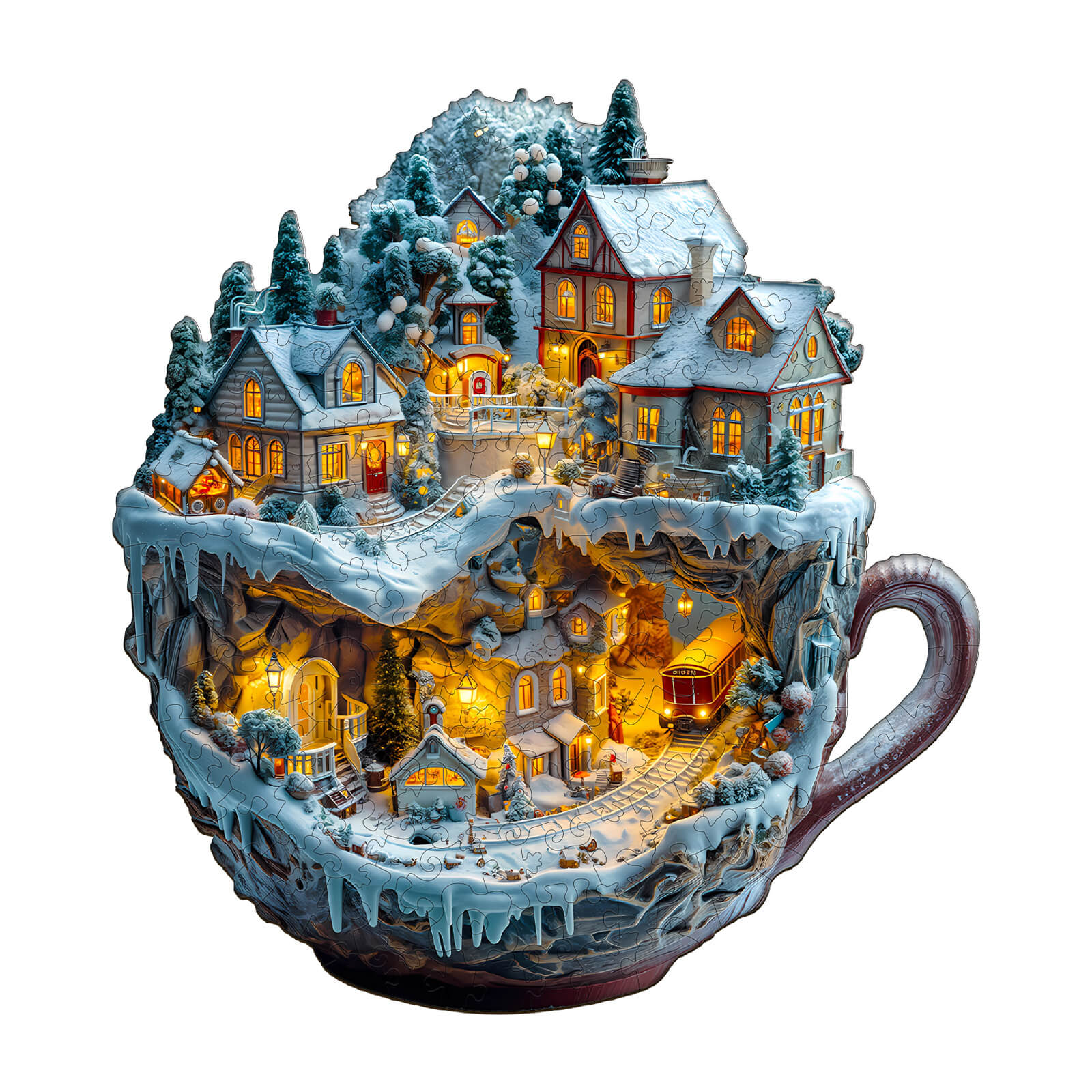 Train and Village Wooden Jigsaw Puzzle