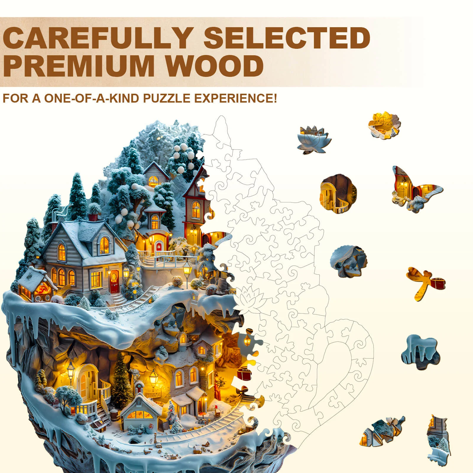 Train and Village Wooden Jigsaw Puzzle - Image 3