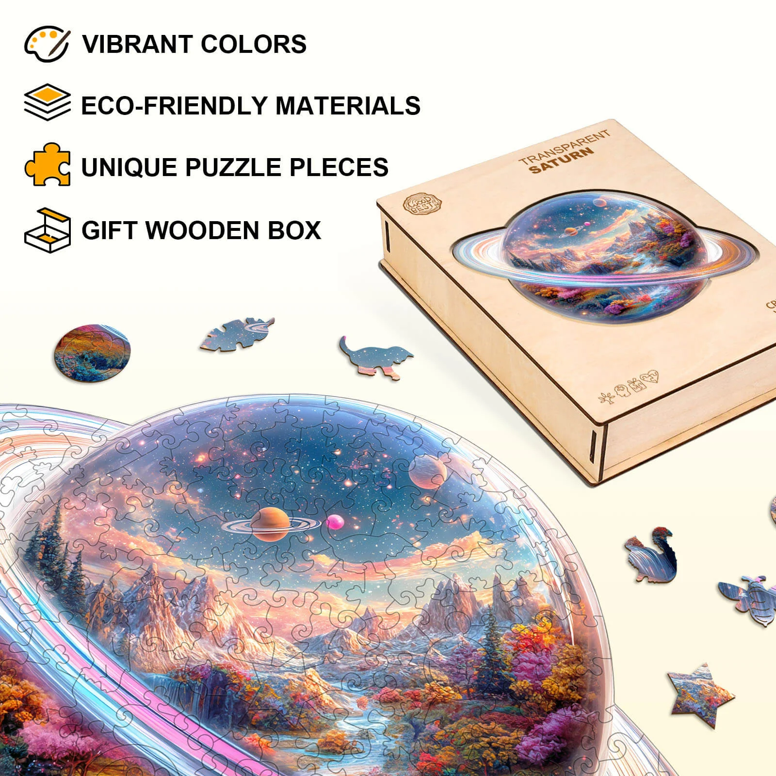 Transparent Saturn Wooden Jigsaw Puzzle - Image 4