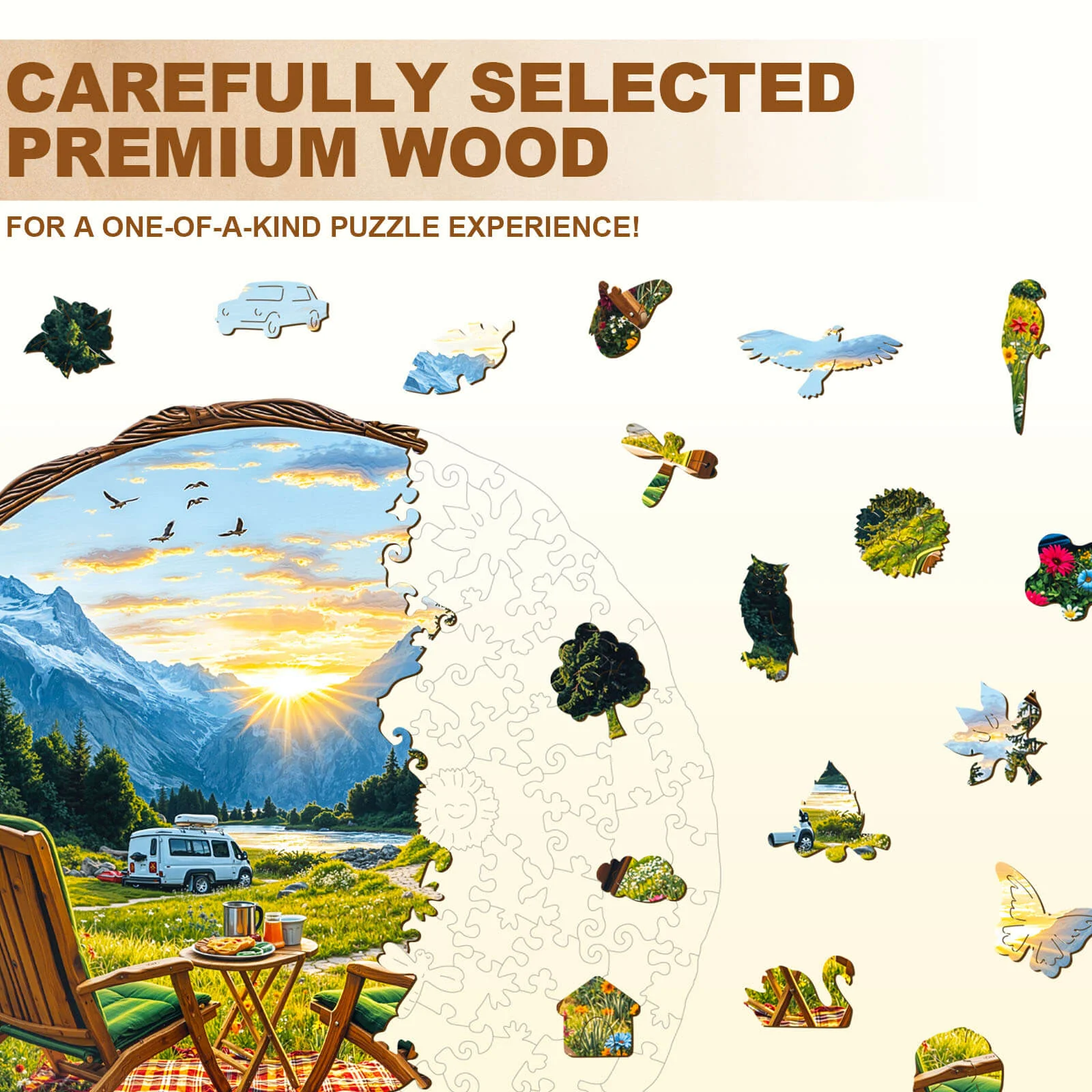 Travel in the mountains Wooden Jigsaw Puzzle - Image 2