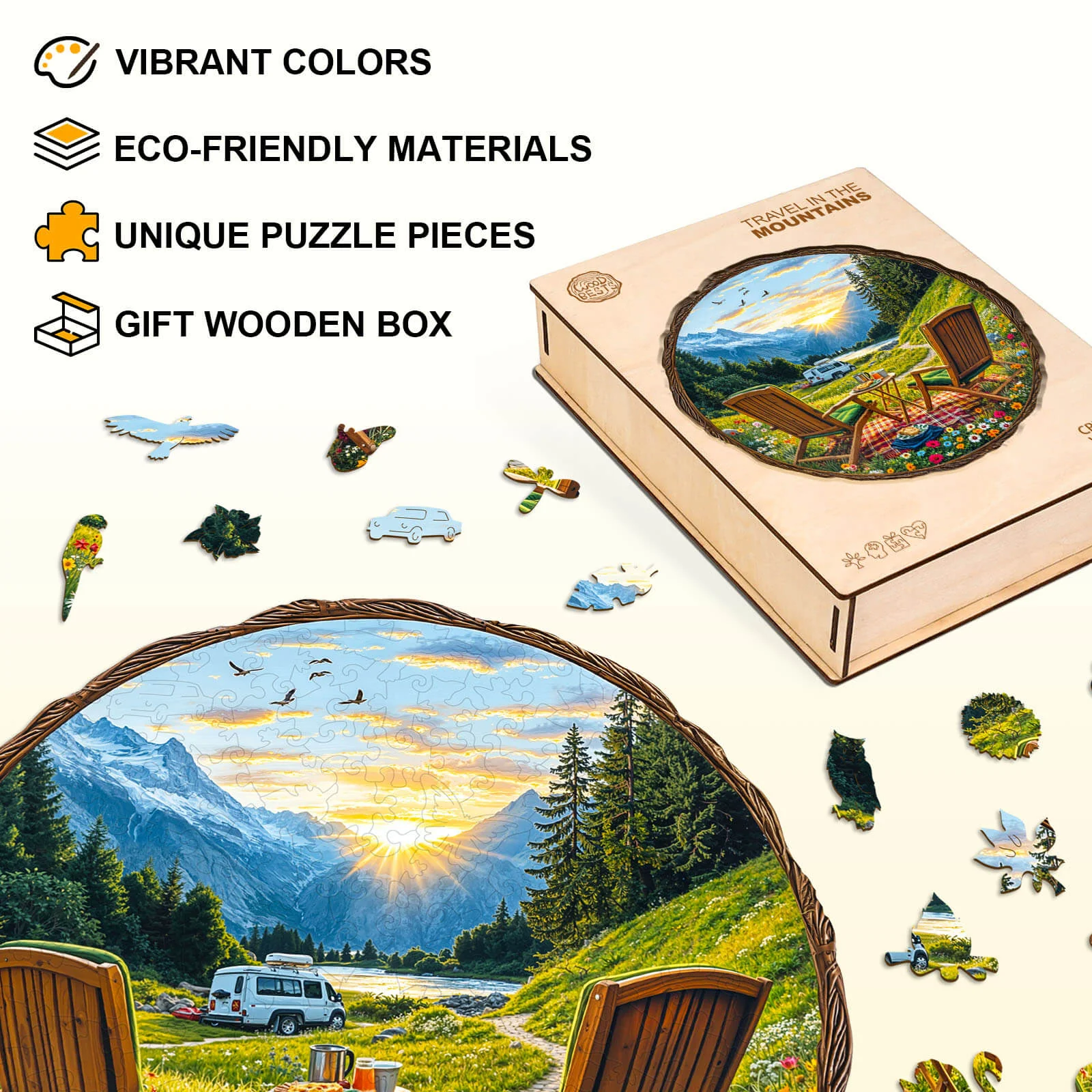 Travel in the mountains Wooden Jigsaw Puzzle - Image 7