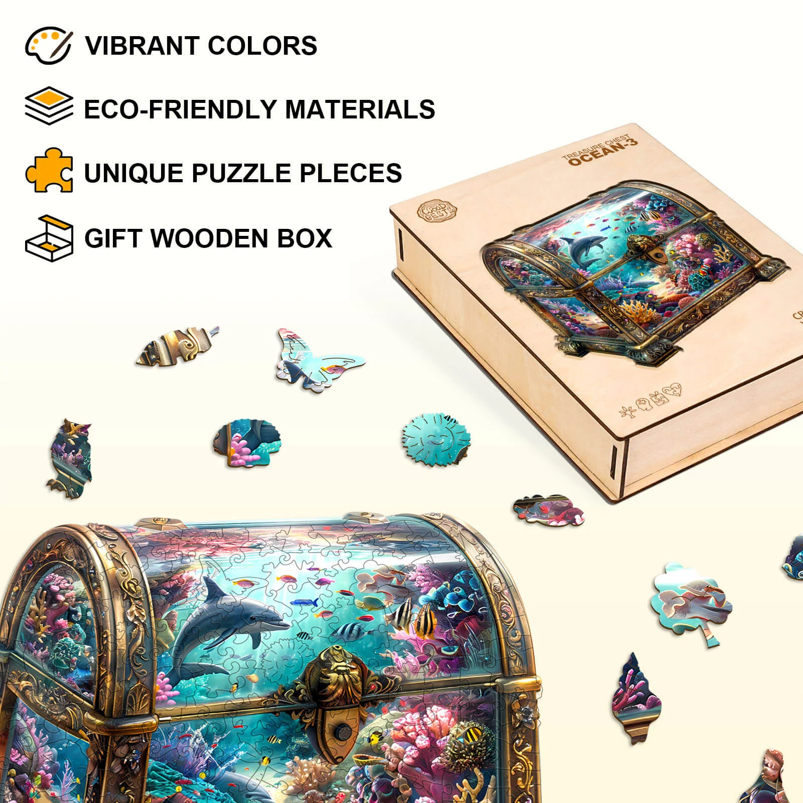 Treasure Chest Ocean-3 Wooden Jigsaw Puzzle - Image 4