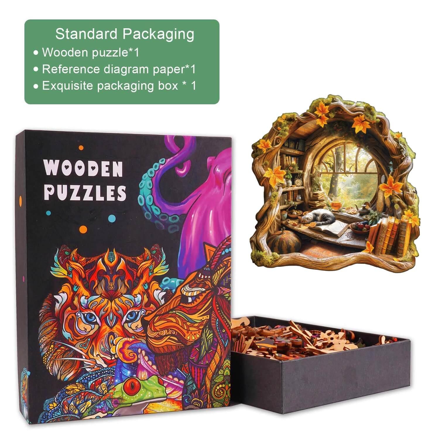Tree house window view Wooden Jigsaw Puzzle - Image 5