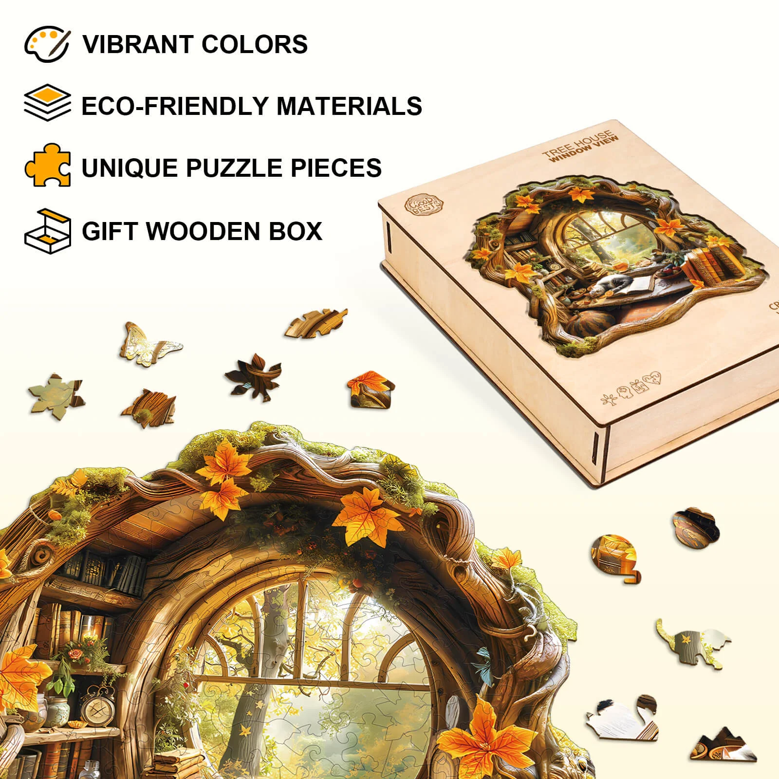 Tree house window view Wooden Jigsaw Puzzle - Image 7
