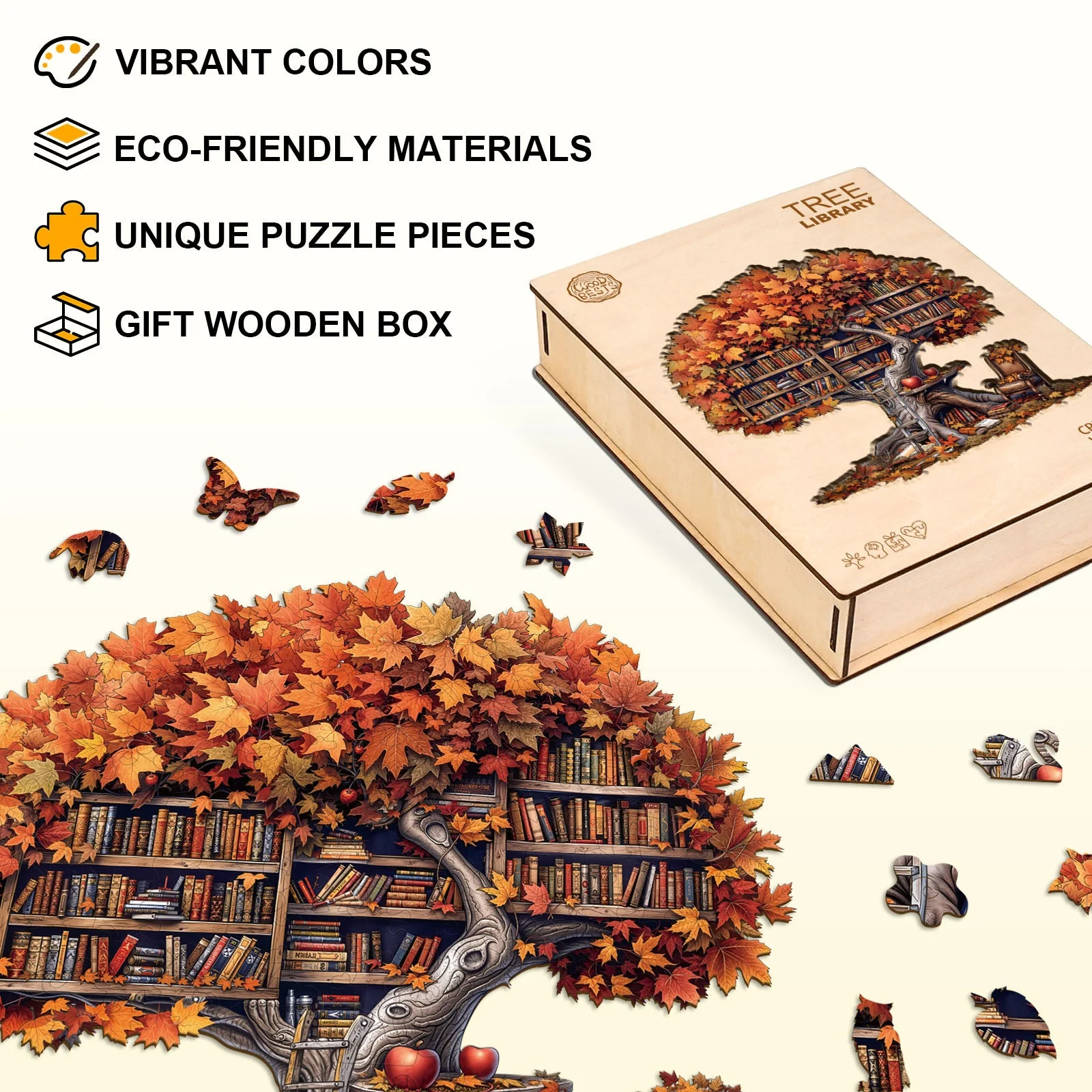 Tree Library Wooden Jigsaw Puzzle - Image 4