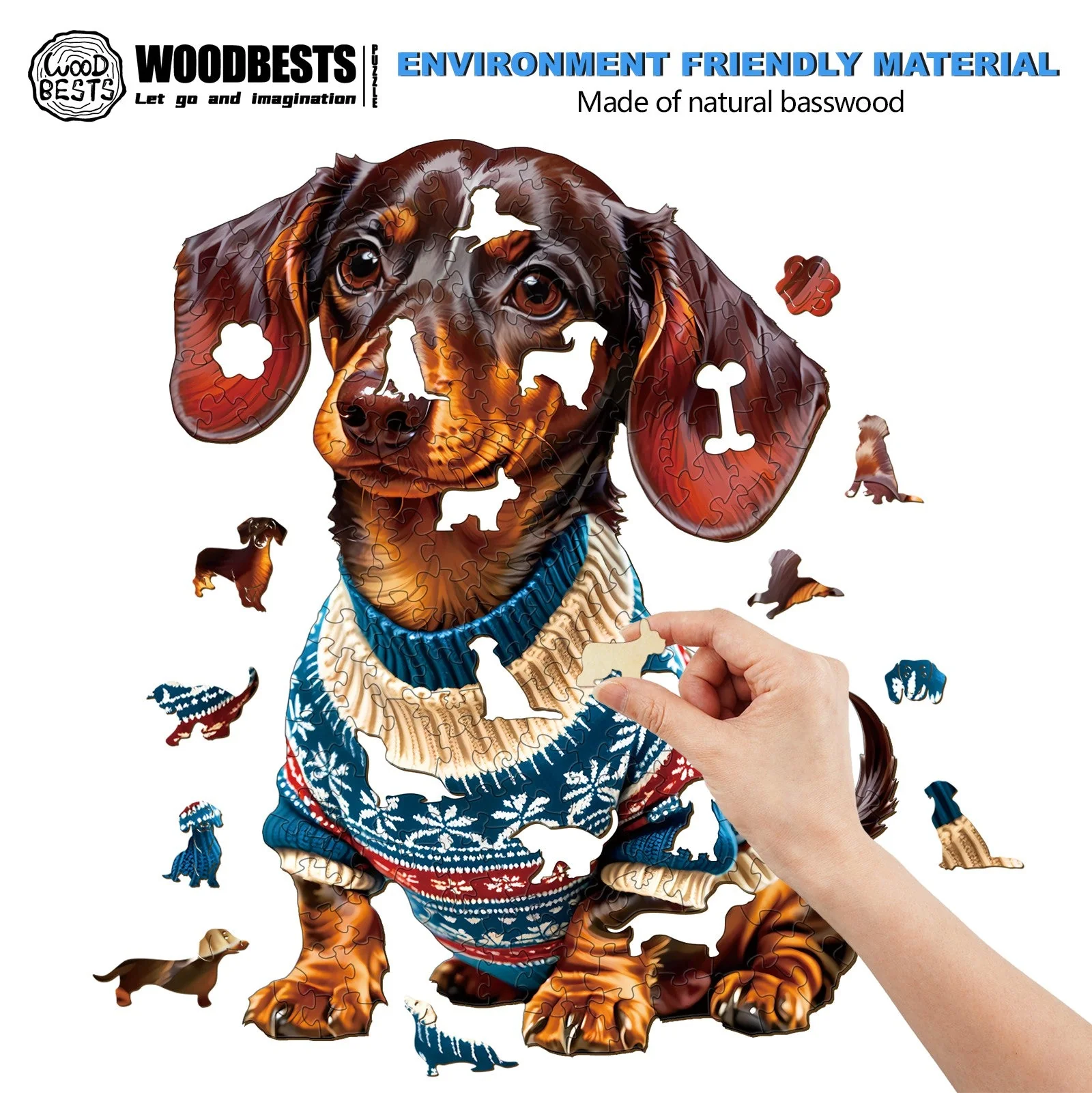 Trendy Dachshund Wooden Jigsaw Puzzle - Image 4