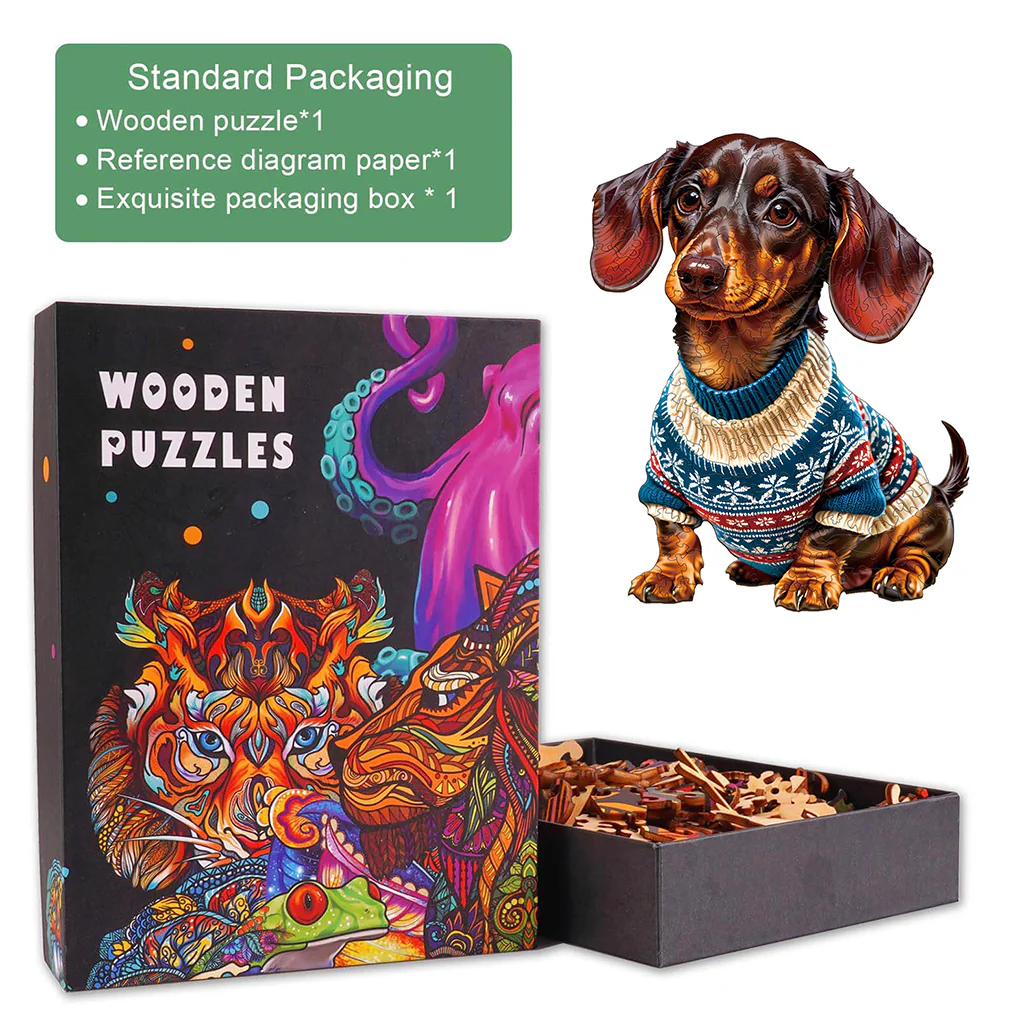 Trendy Dachshund Wooden Jigsaw Puzzle - Image 5