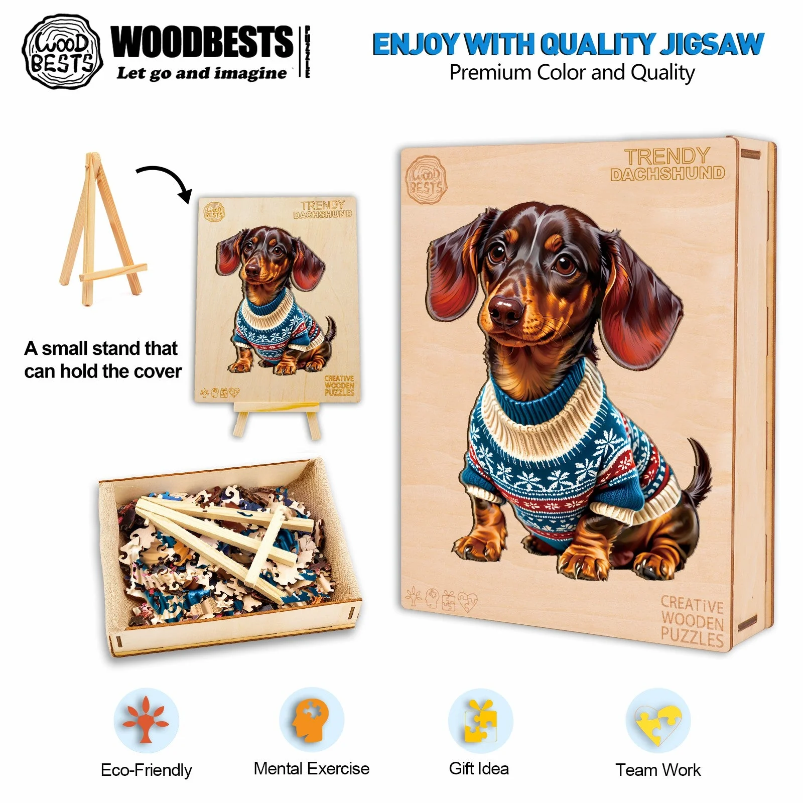 Trendy Dachshund Wooden Jigsaw Puzzle - Image 6