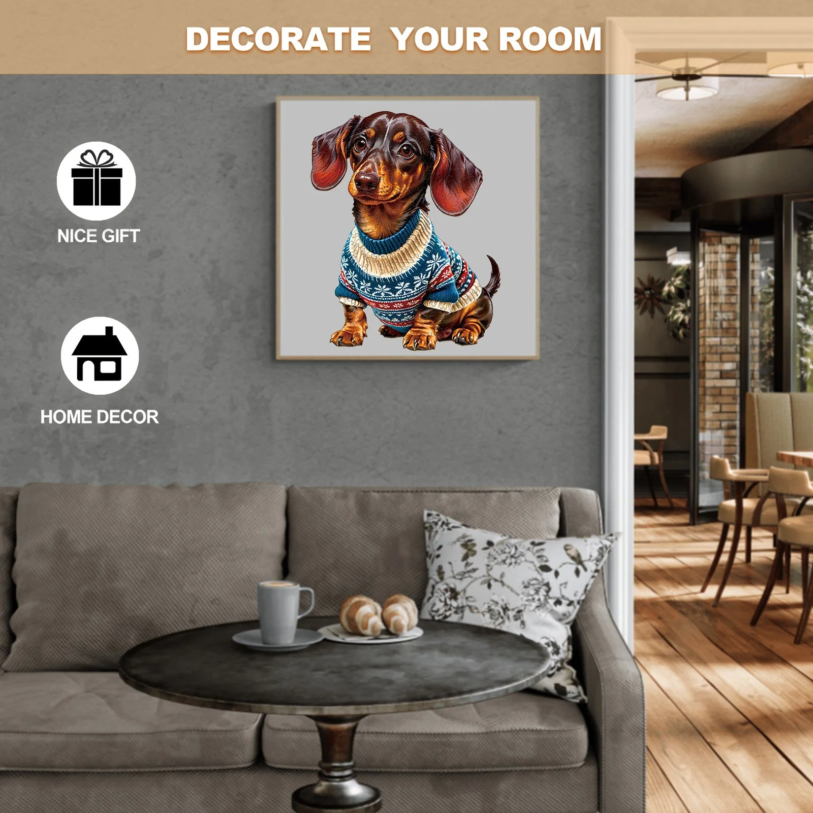 Trendy Dachshund Wooden Jigsaw Puzzle - Image 7