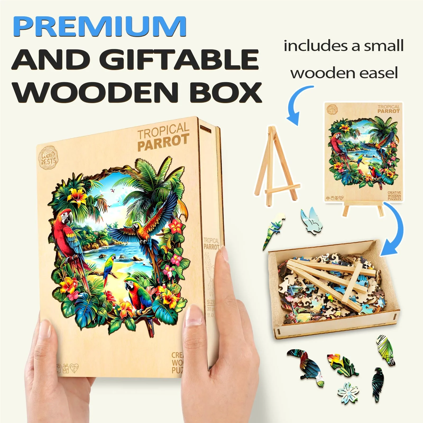 Tropical Parrot Wooden Jigsaw Puzzle - Image 6