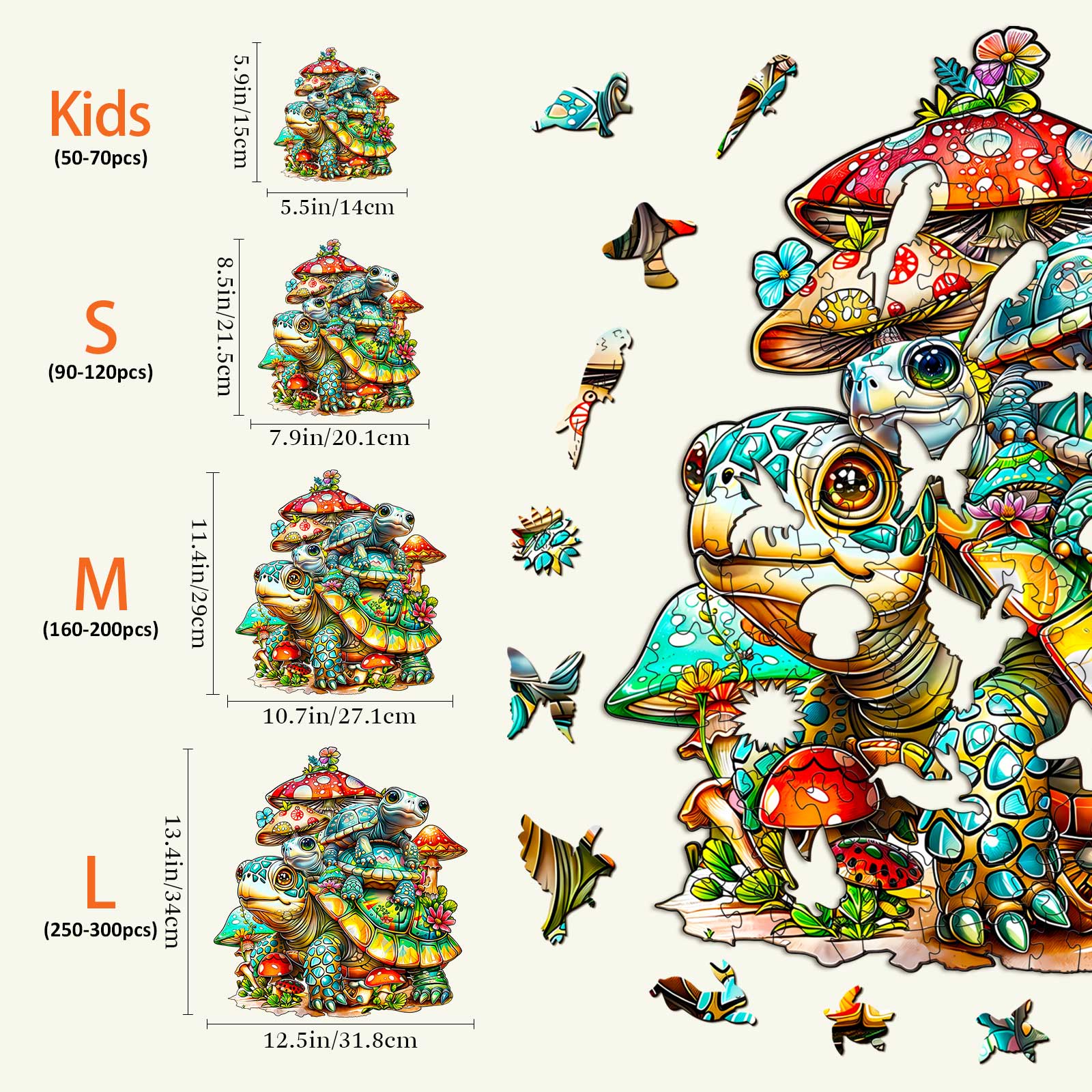 Turtle family Wooden Jigsaw Puzzle - Image 4