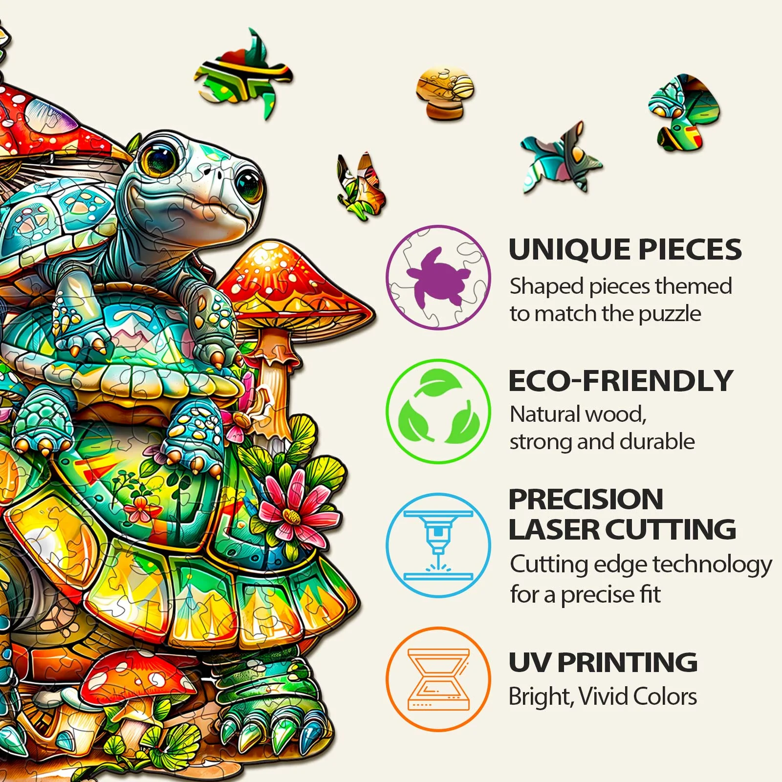 Turtle family Wooden Jigsaw Puzzle - Image 5