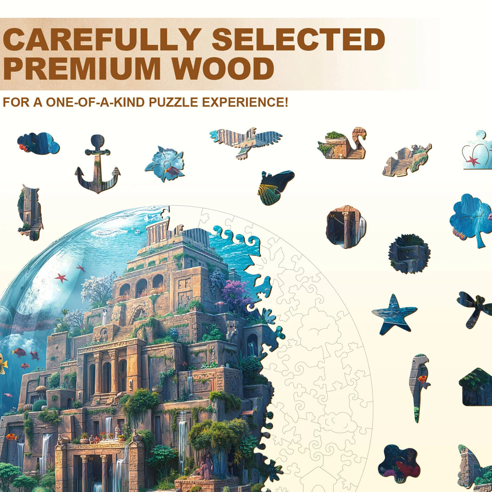 Underwater Sky Garden Wooden Jigsaw Puzzle - Image 3