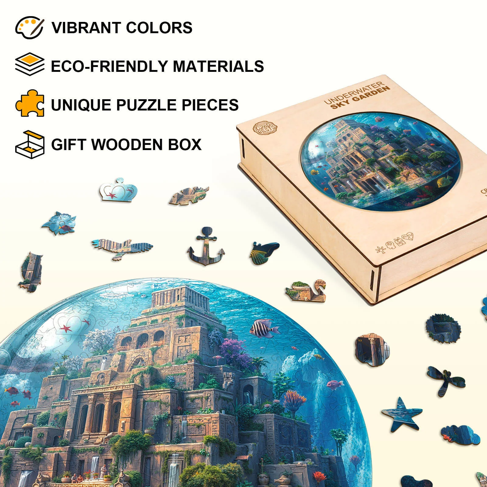 Underwater Sky Garden Wooden Jigsaw Puzzle - Image 5