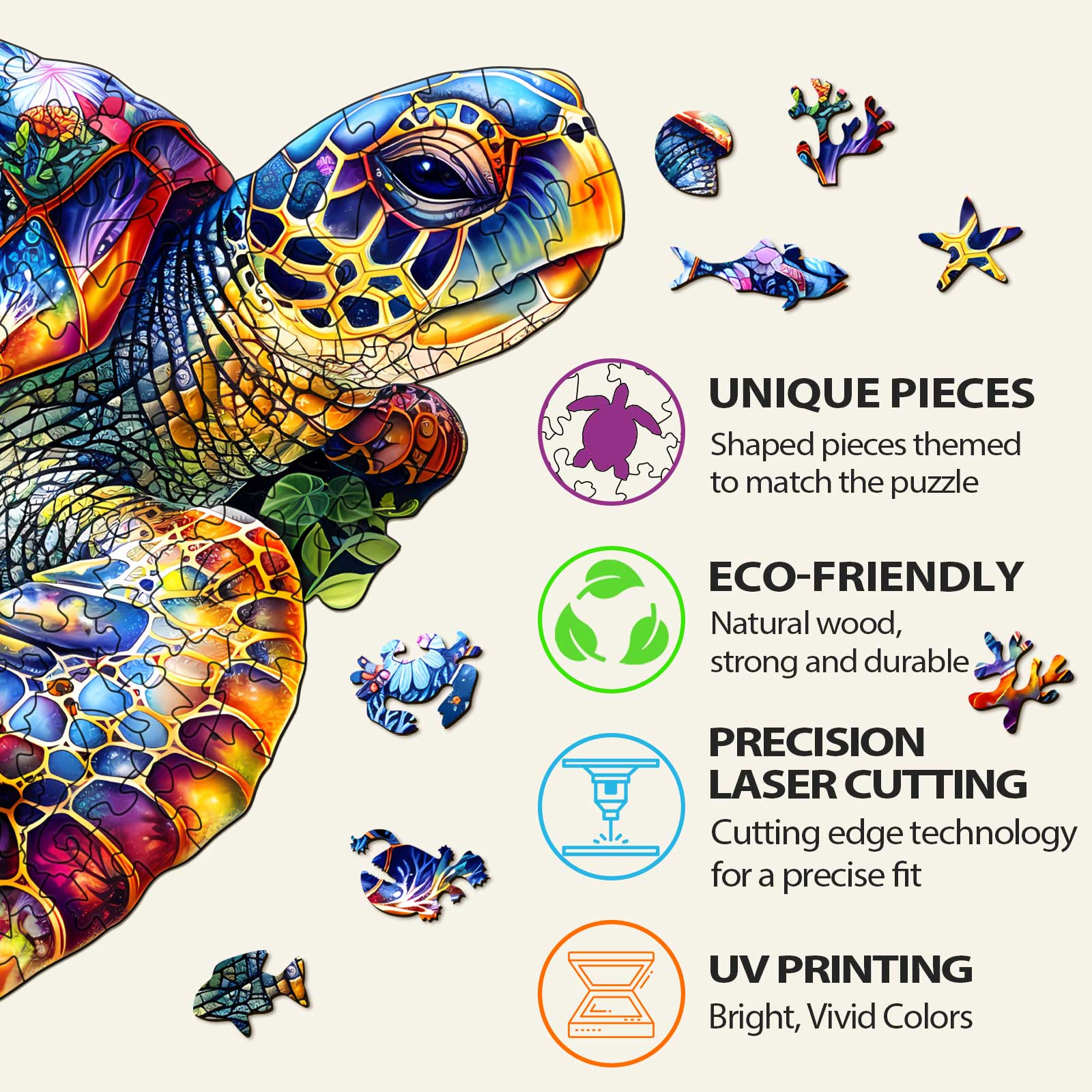 Unique Turtle Wooden Jigsaw Puzzle - Image 5