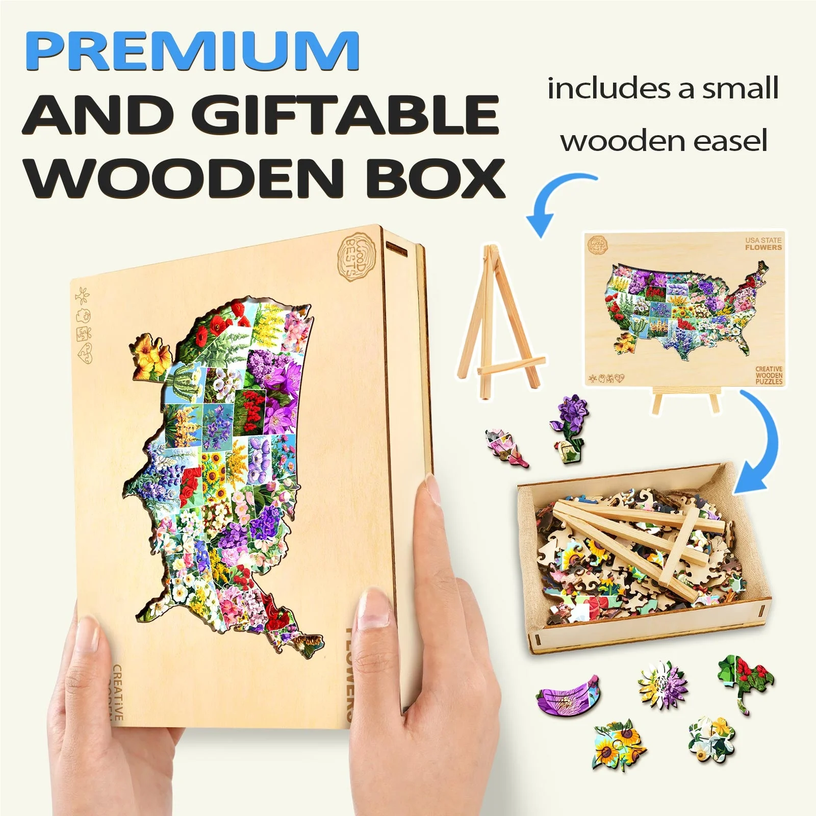 USA STATE FLOWERS Wooden Jigsaw Puzzle - Image 6