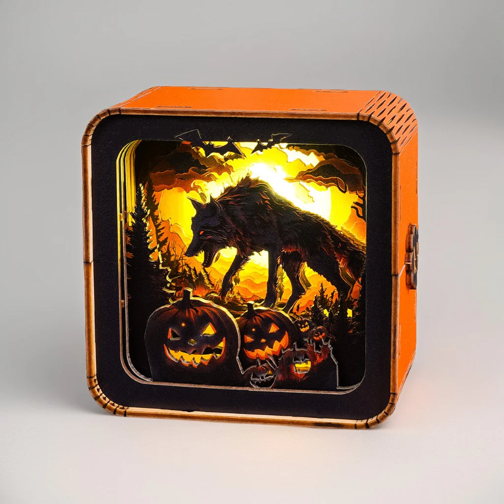 Halloween Wolf Kit - 3D Wooden Puzzle Night Light - Image 2
