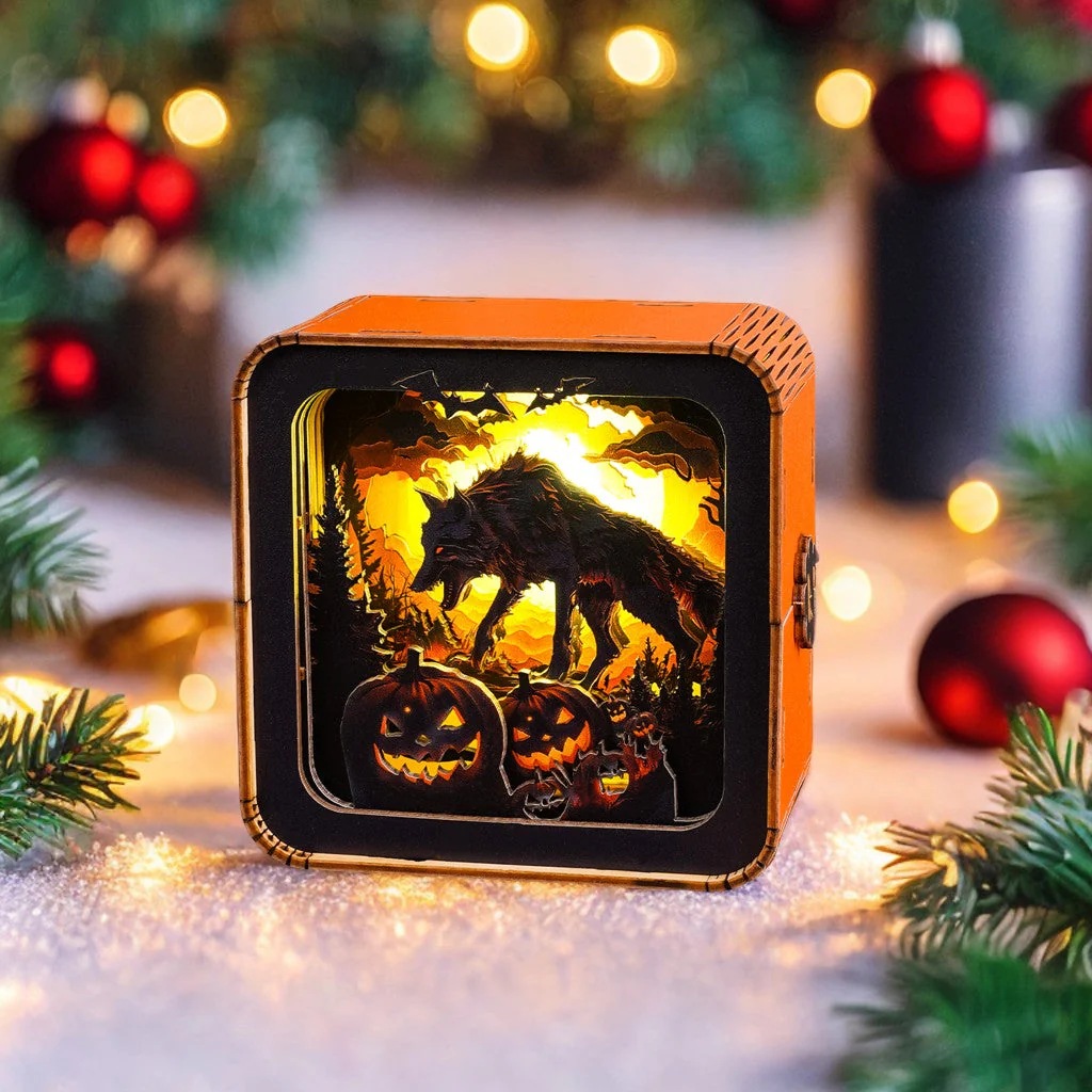 Halloween Wolf Kit - 3D Wooden Puzzle Night Light - Image 3