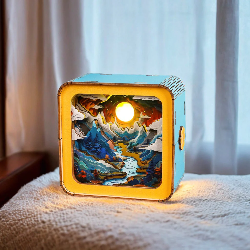 Moonlit Mountain Kit - 3D Wooden Puzzle Night Light - Image 3
