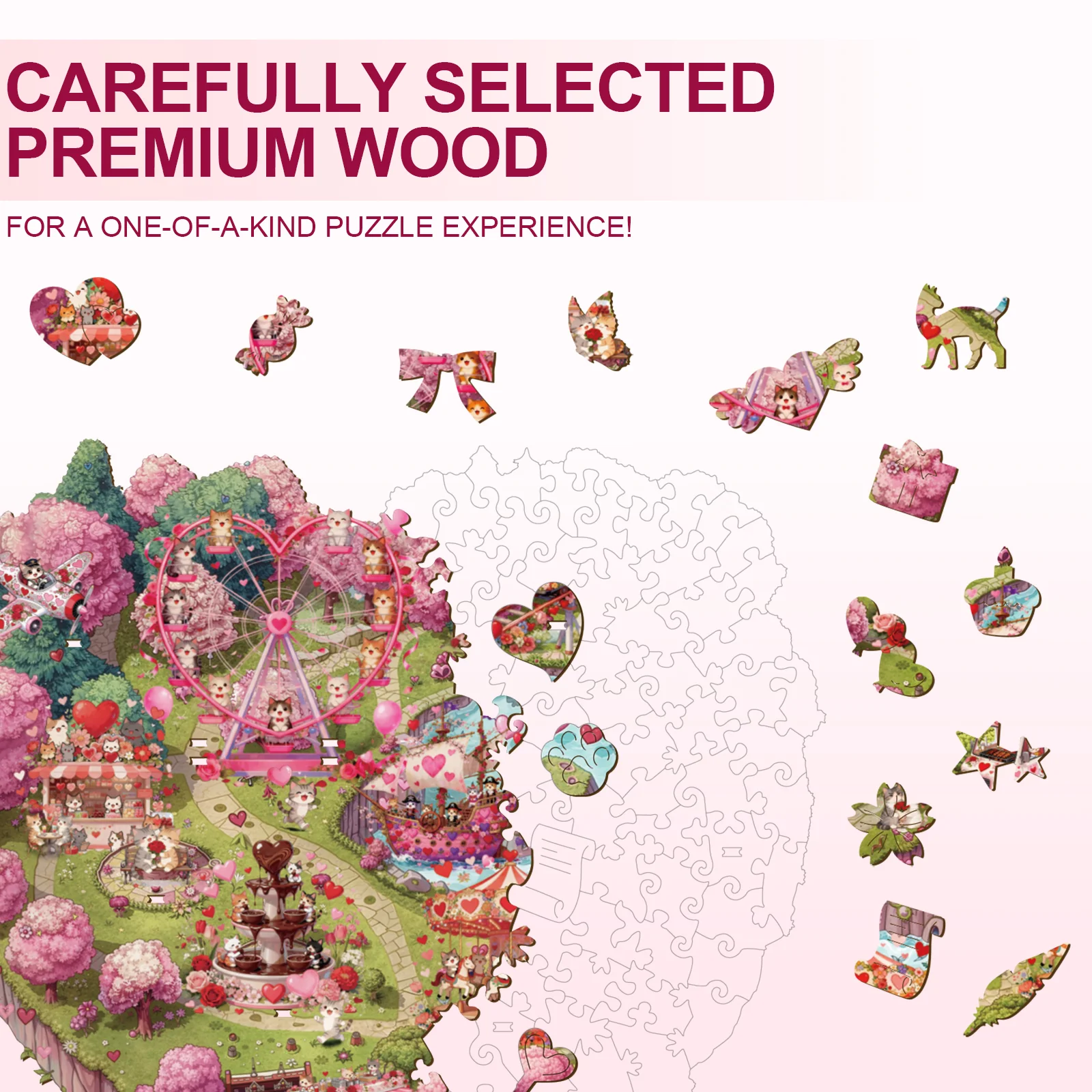 Valentine Kittyland Wooden Jigsaw Puzzle - Image 2