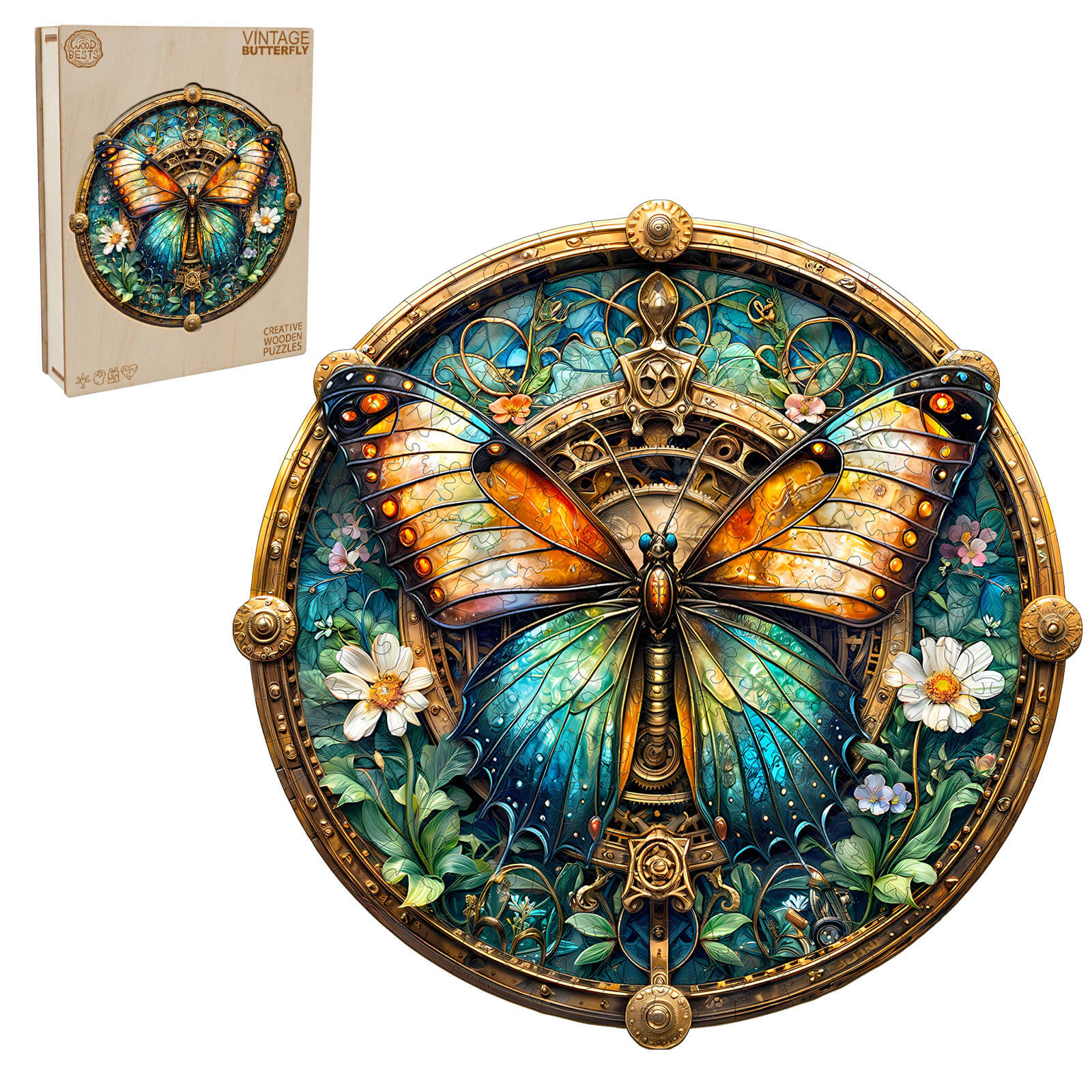 Vintage Butterfly Wooden Jigsaw Puzzle - Image 3