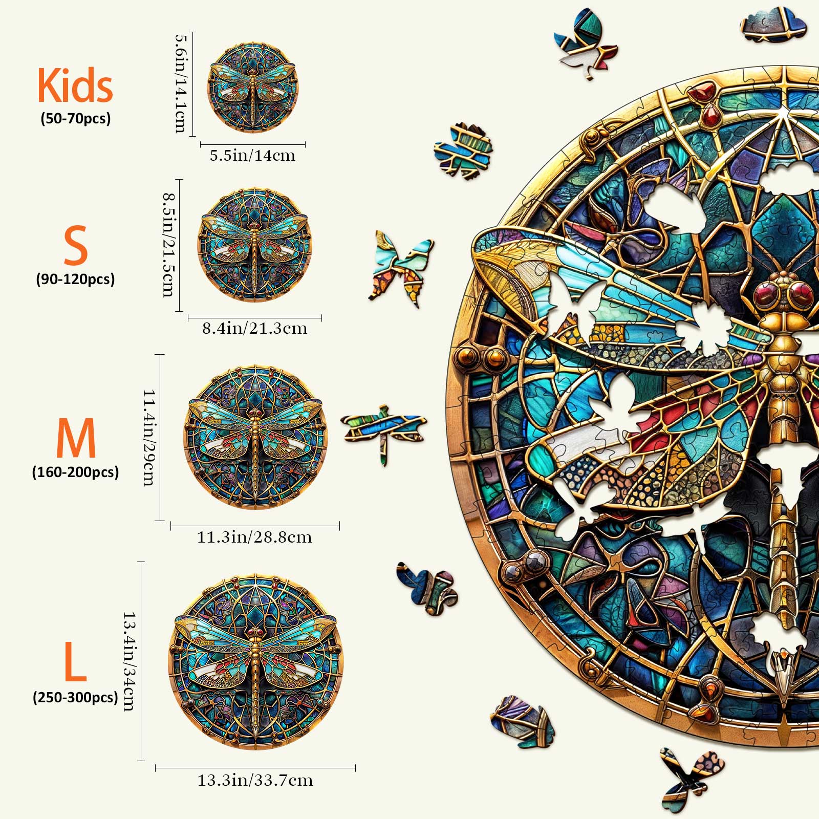 Vintage Dragonfly Wooden Jigsaw Puzzle - Image 4