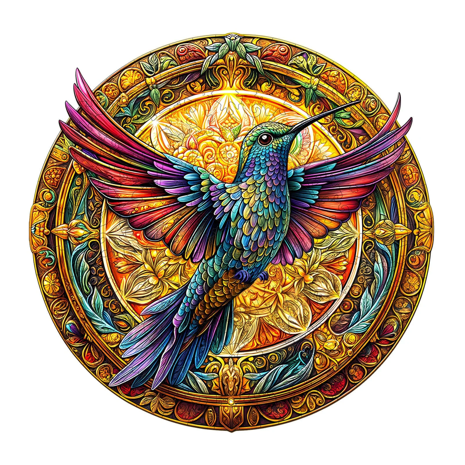 Vintage hummingbird-2 Wooden Jigsaw Puzzle