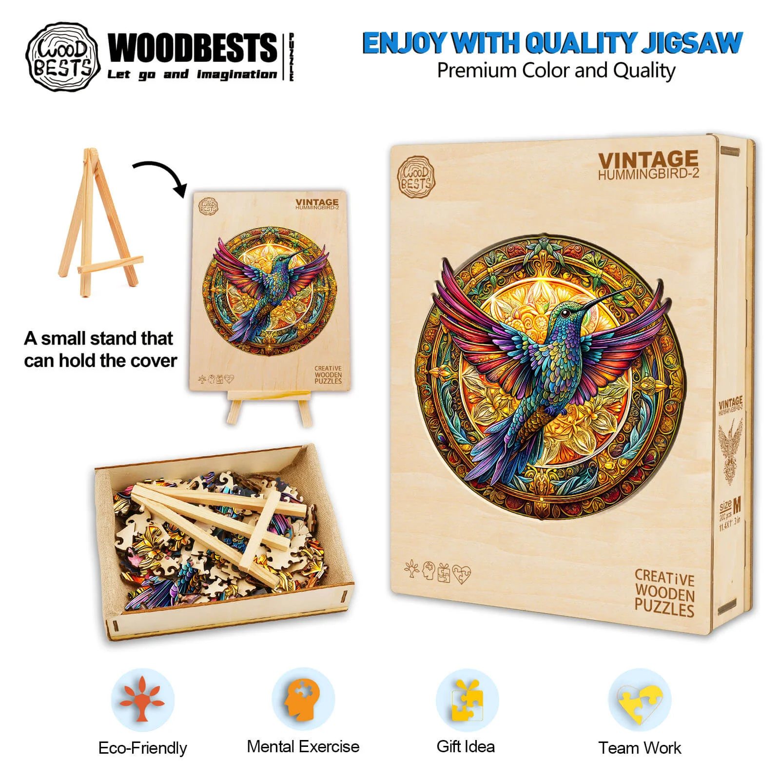 Vintage hummingbird-2 Wooden Jigsaw Puzzle - Image 5