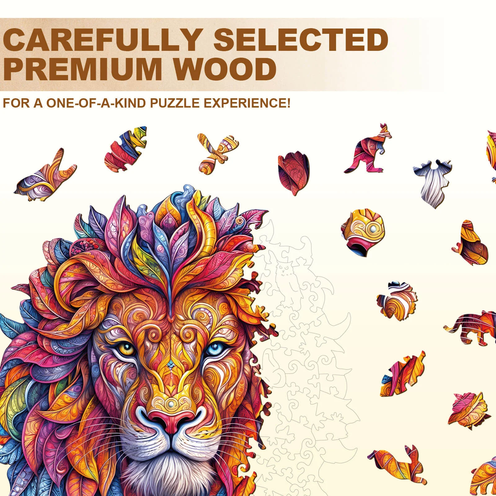 Vivid lion Wooden Jigsaw Puzzle - Image 2