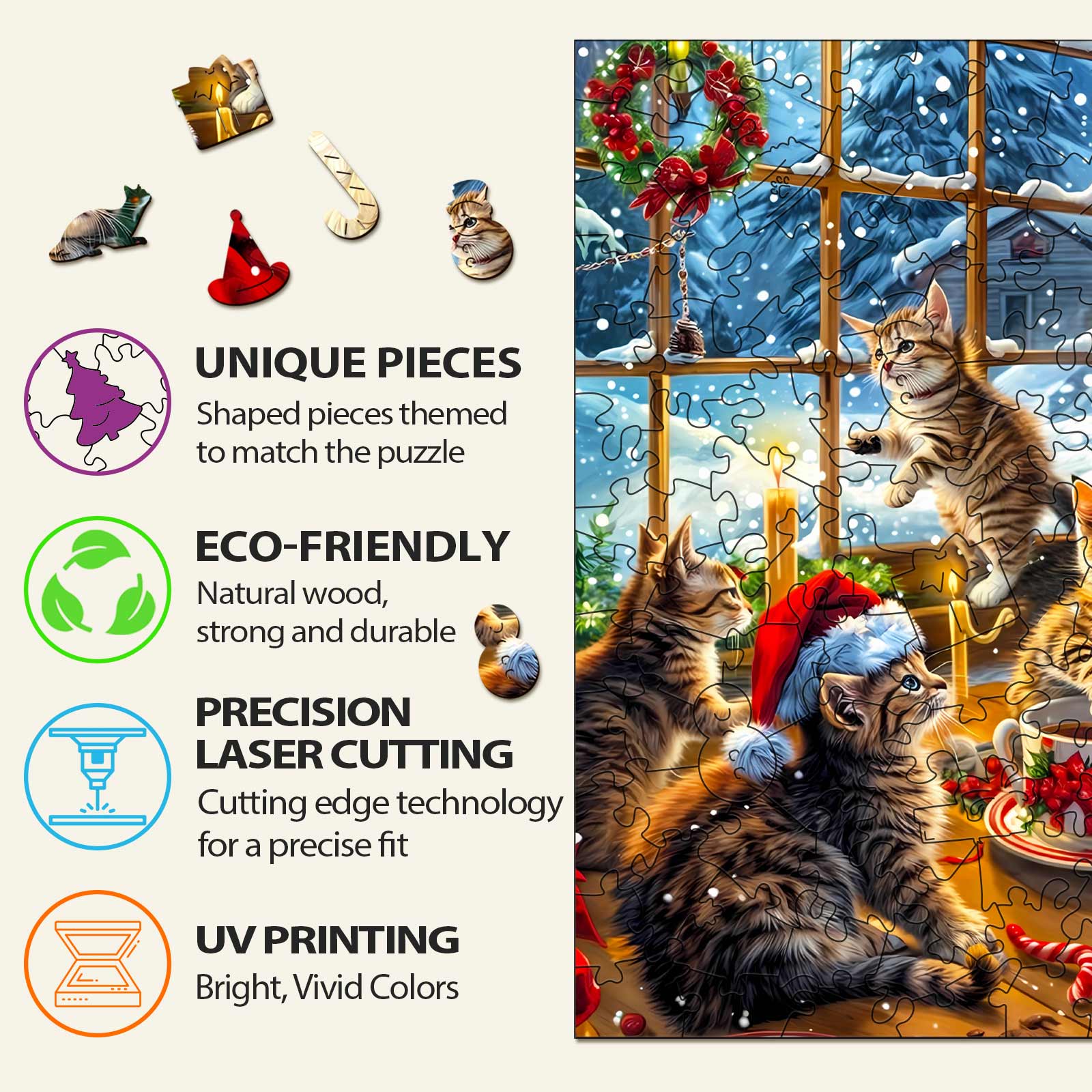 Warm Christmas-2 Wooden Jigsaw Puzzle - Image 4