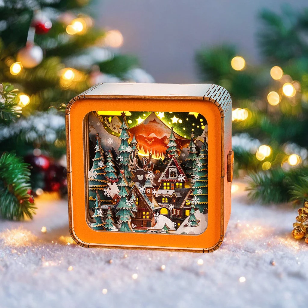 Warm Christmas Eve Kit - 3D Wooden Puzzle Night Light - Image 3