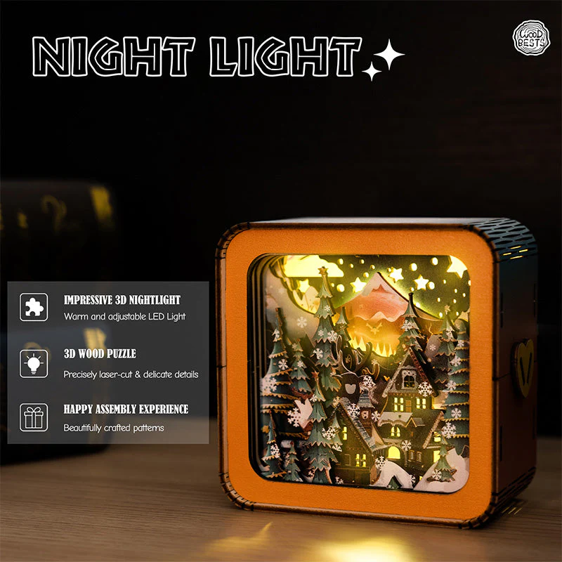 Warm Christmas Eve Kit - 3D Wooden Puzzle Night Light - Image 9