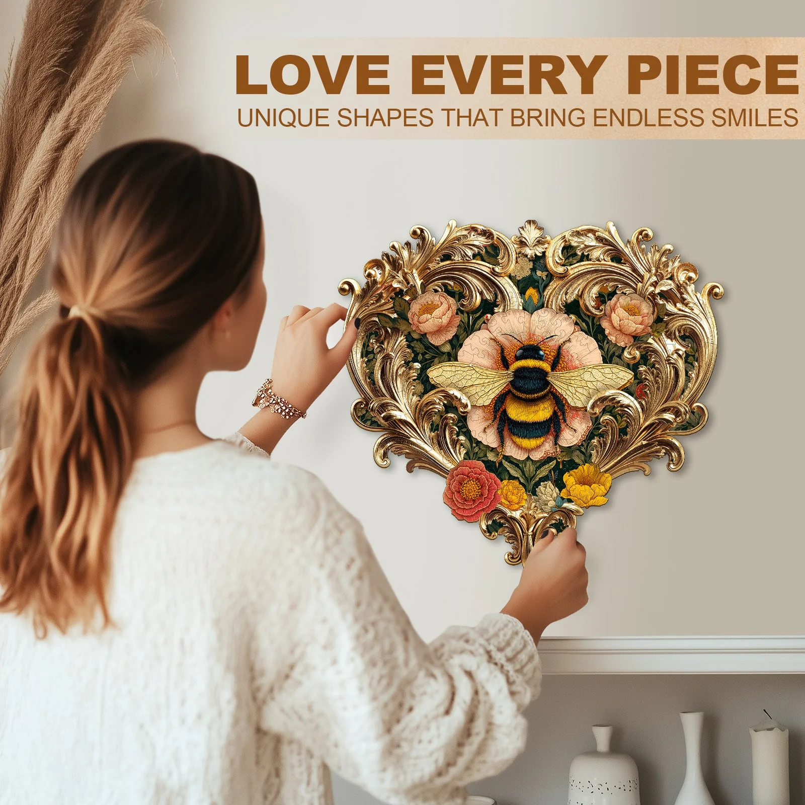 William Morris Bee Wooden Jigsaw Puzzle - Image 8