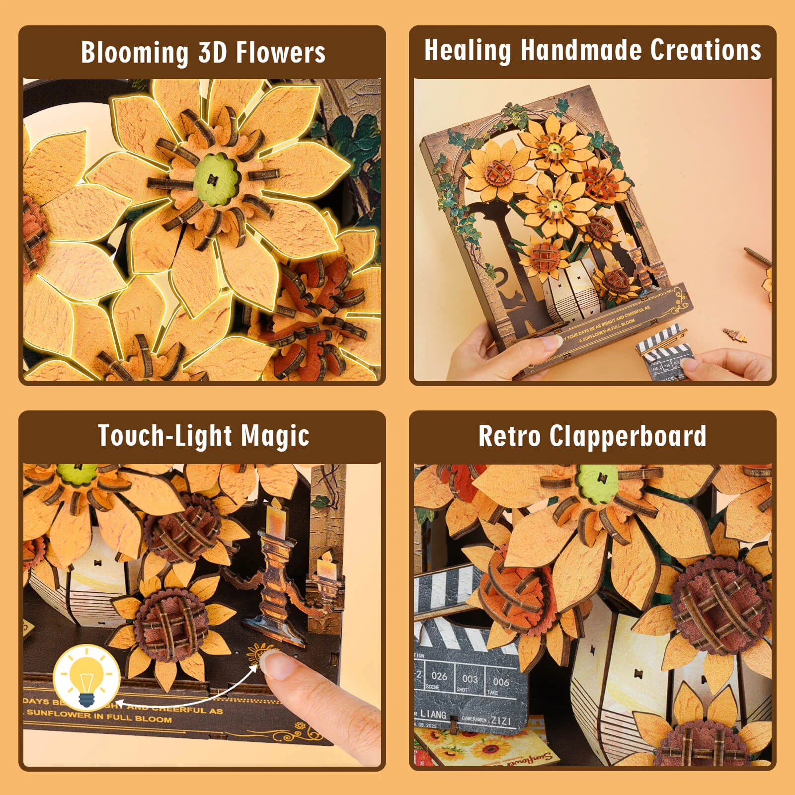 Windowside Sunflower Whispers– DIY Wooden Painting, 3D Puzzle Craft Kit - Image 3