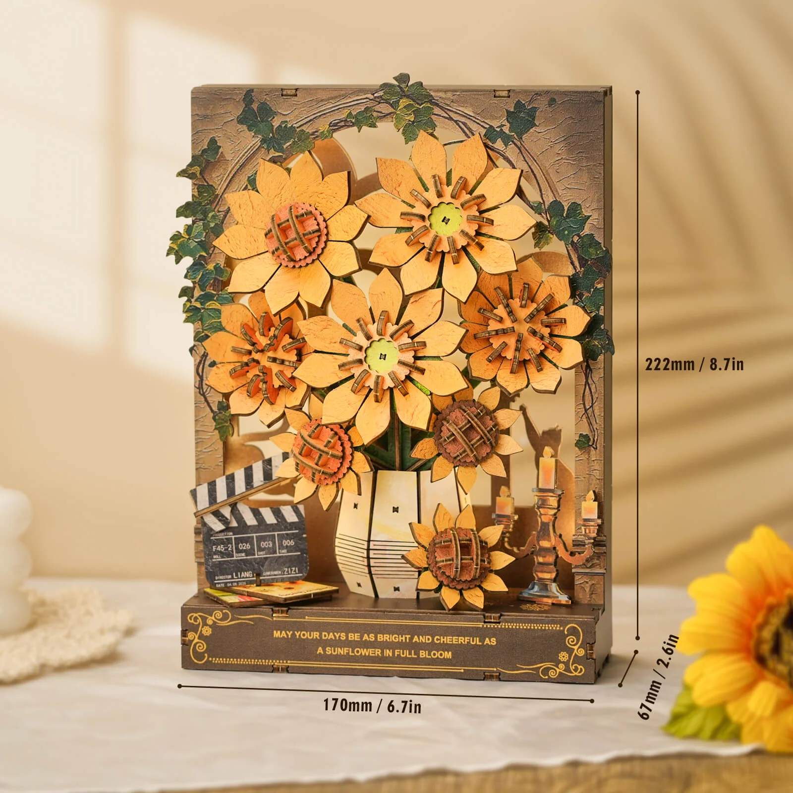 Windowside Sunflower Whispers– DIY Wooden Painting, 3D Puzzle Craft Kit - Image 4