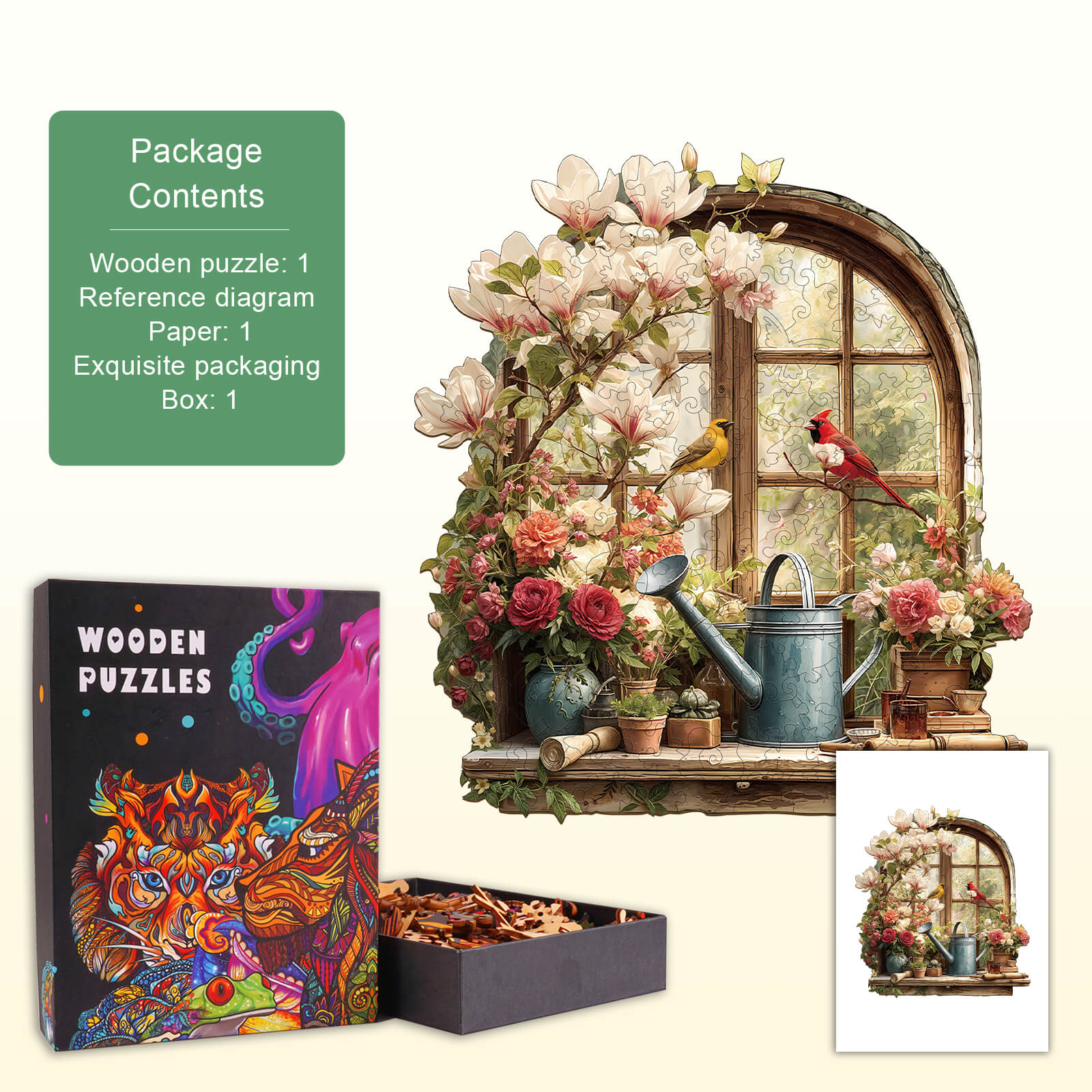 Windowsill in the sun Wooden Jigsaw Puzzle - Image 3