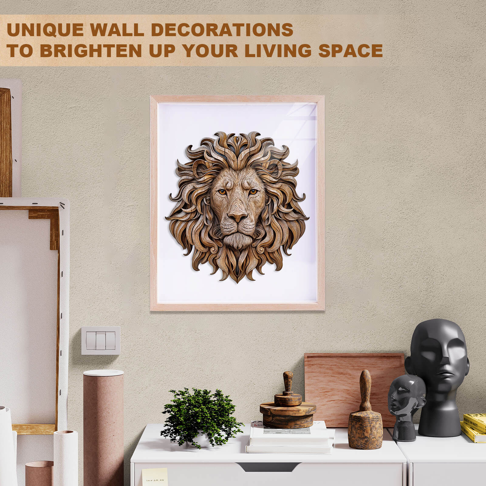 Woodcarved lion Wooden Jigsaw Puzzle - Image 10