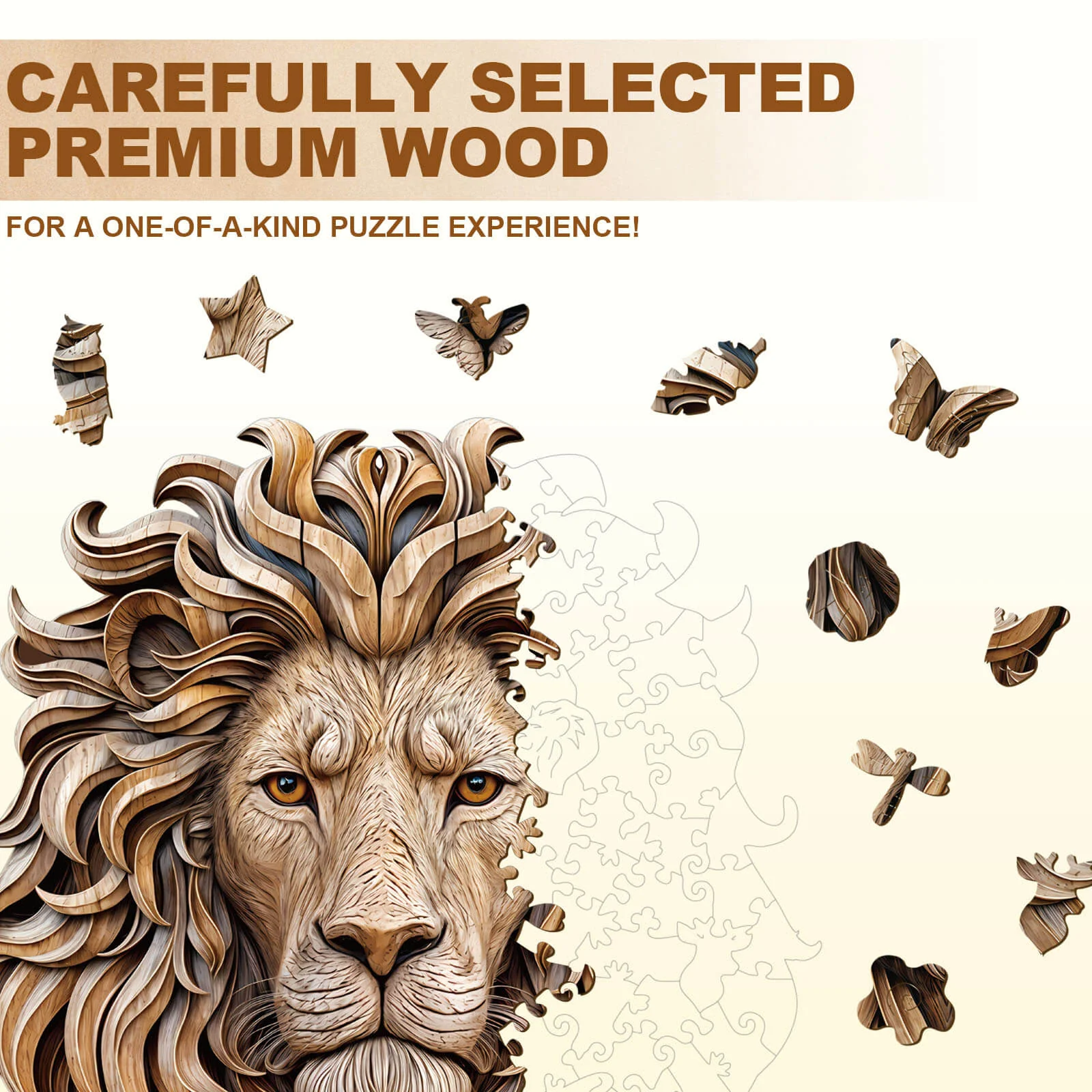 Woodcarved lion Wooden Jigsaw Puzzle - Image 2