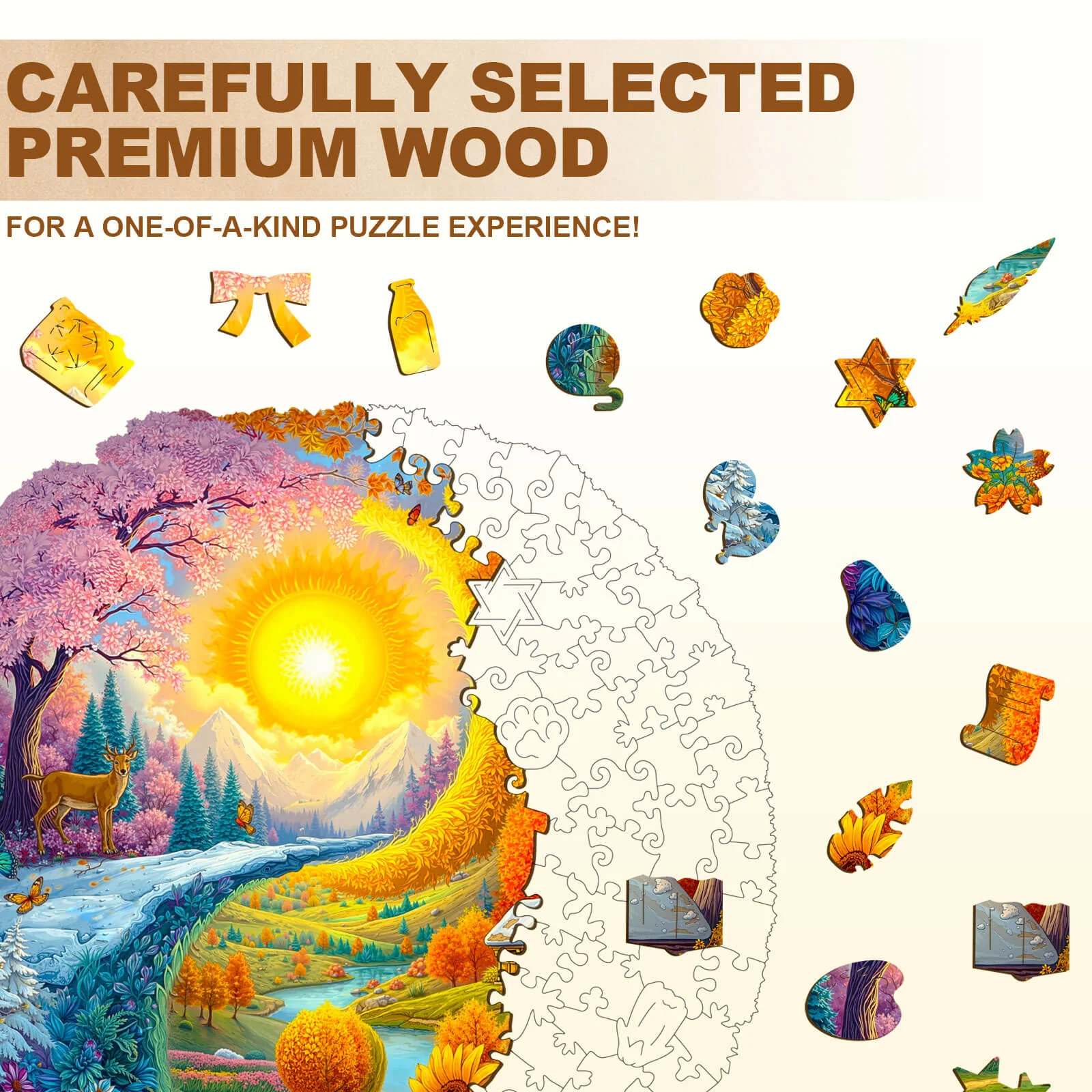 Yin Yang Autumn Winter Wooden Jigsaw Puzzle - Image 2
