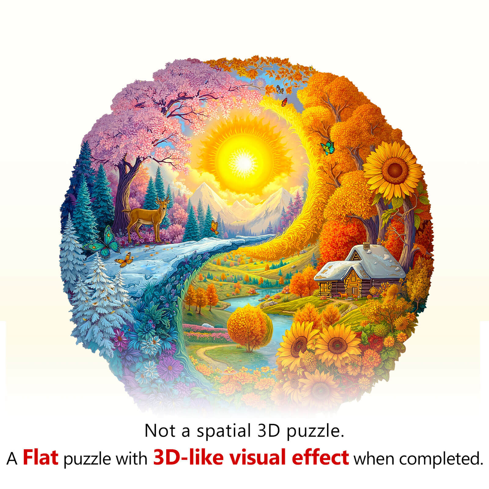 Yin Yang Autumn Winter Wooden Jigsaw Puzzle - Image 3