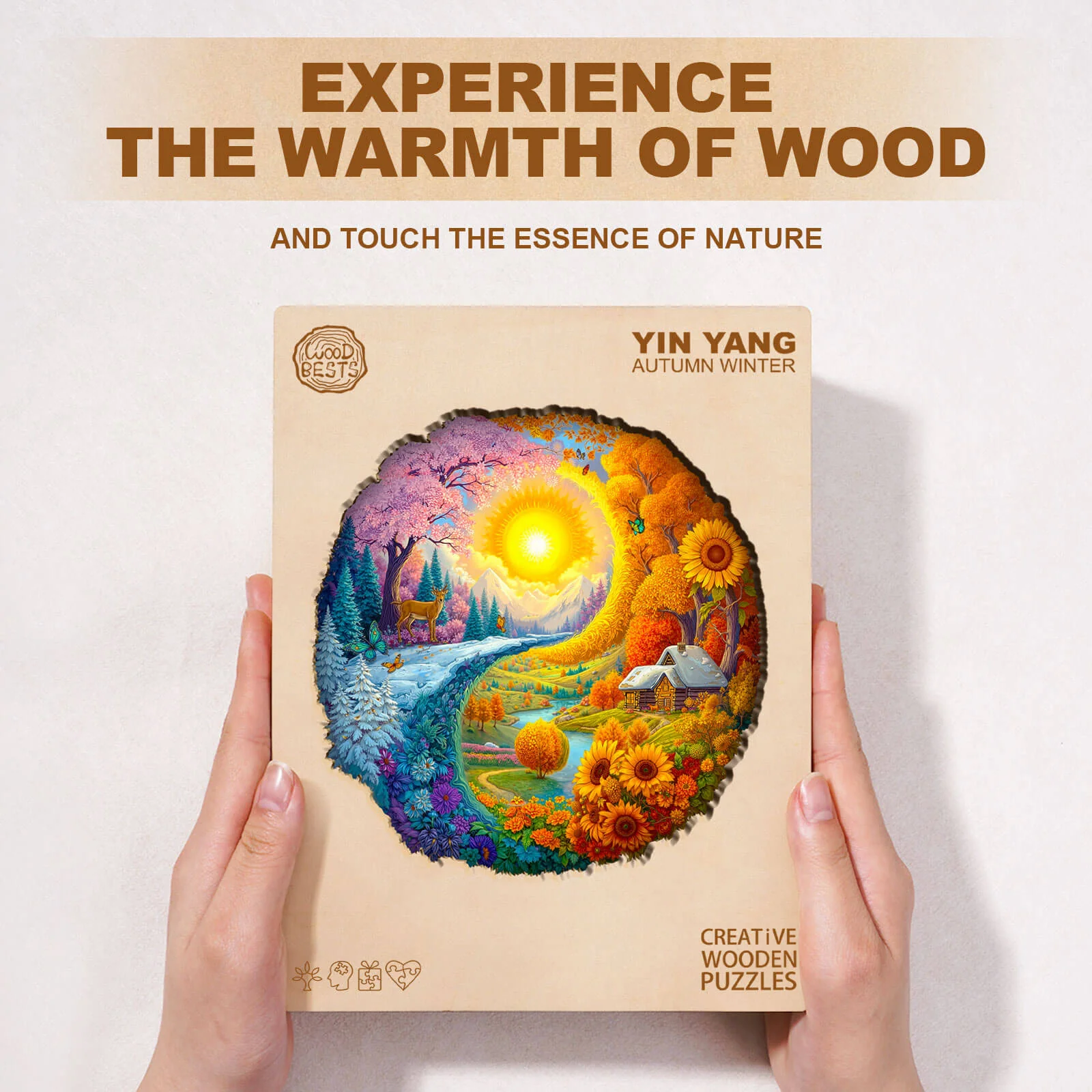Yin Yang Autumn Winter Wooden Jigsaw Puzzle - Image 6