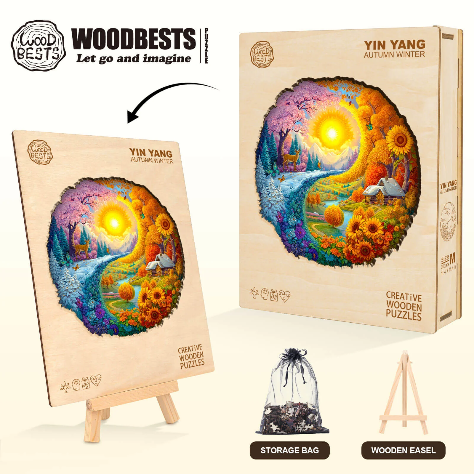 Yin Yang Autumn Winter Wooden Jigsaw Puzzle - Image 8