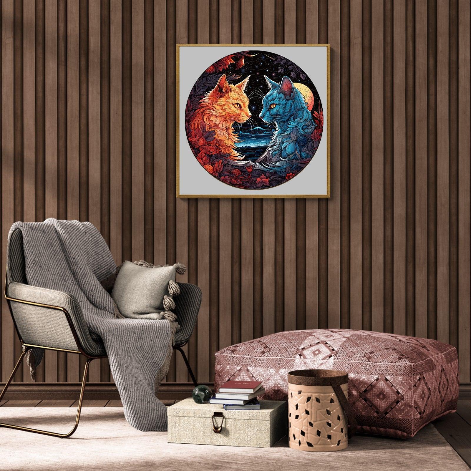 Yin Yang Cat-2 Wooden Jigsaw Puzzle - Image 10