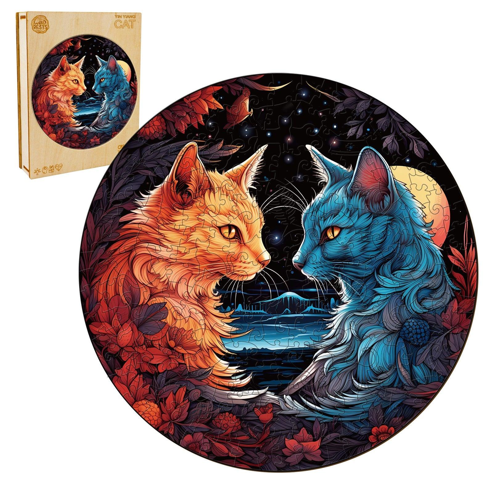 Yin Yang Cat-2 Wooden Jigsaw Puzzle - Image 3